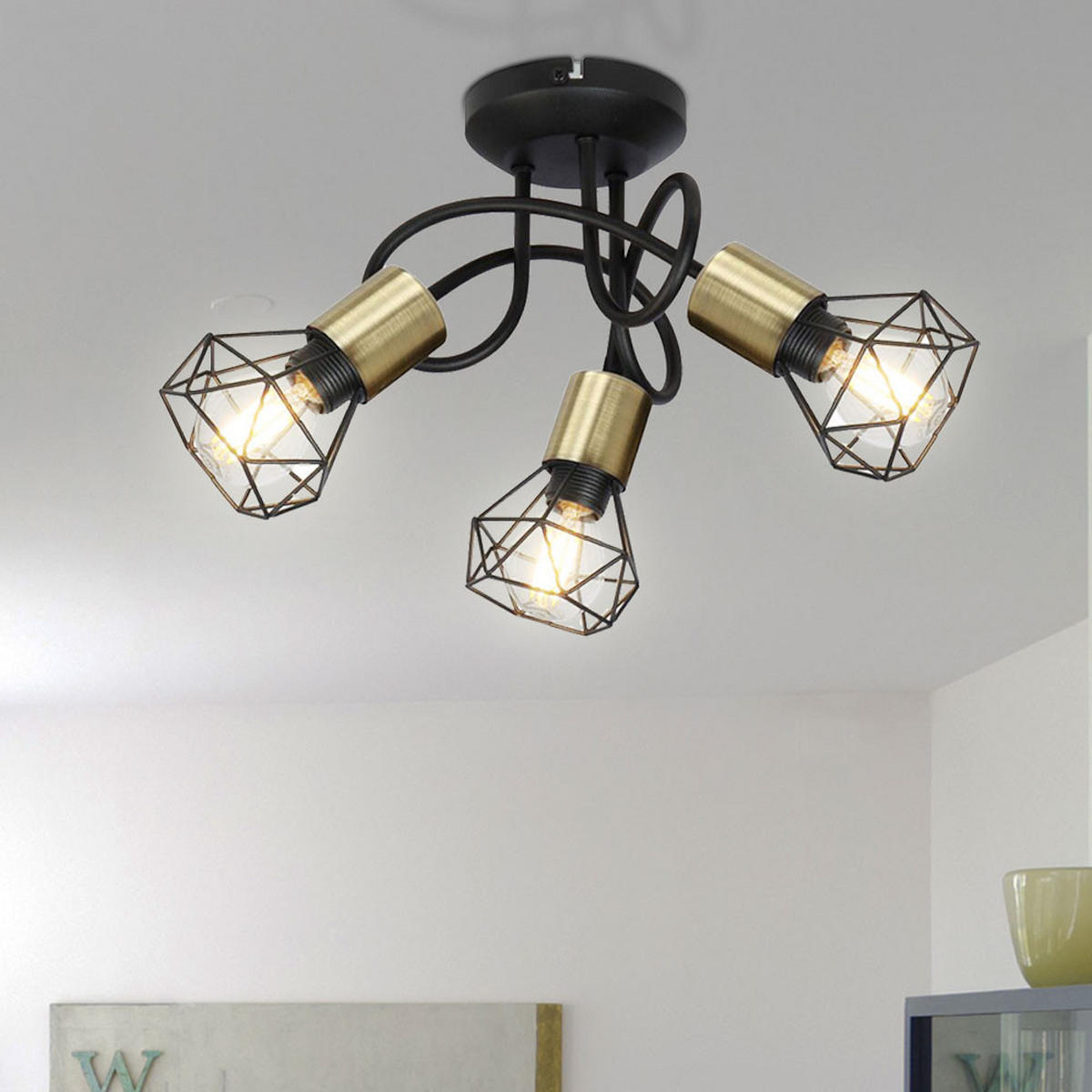 LED DECKENLEUCHTE Metall Schwarz Gitteroptik - Schwarz, Metall (38/38/21cm)