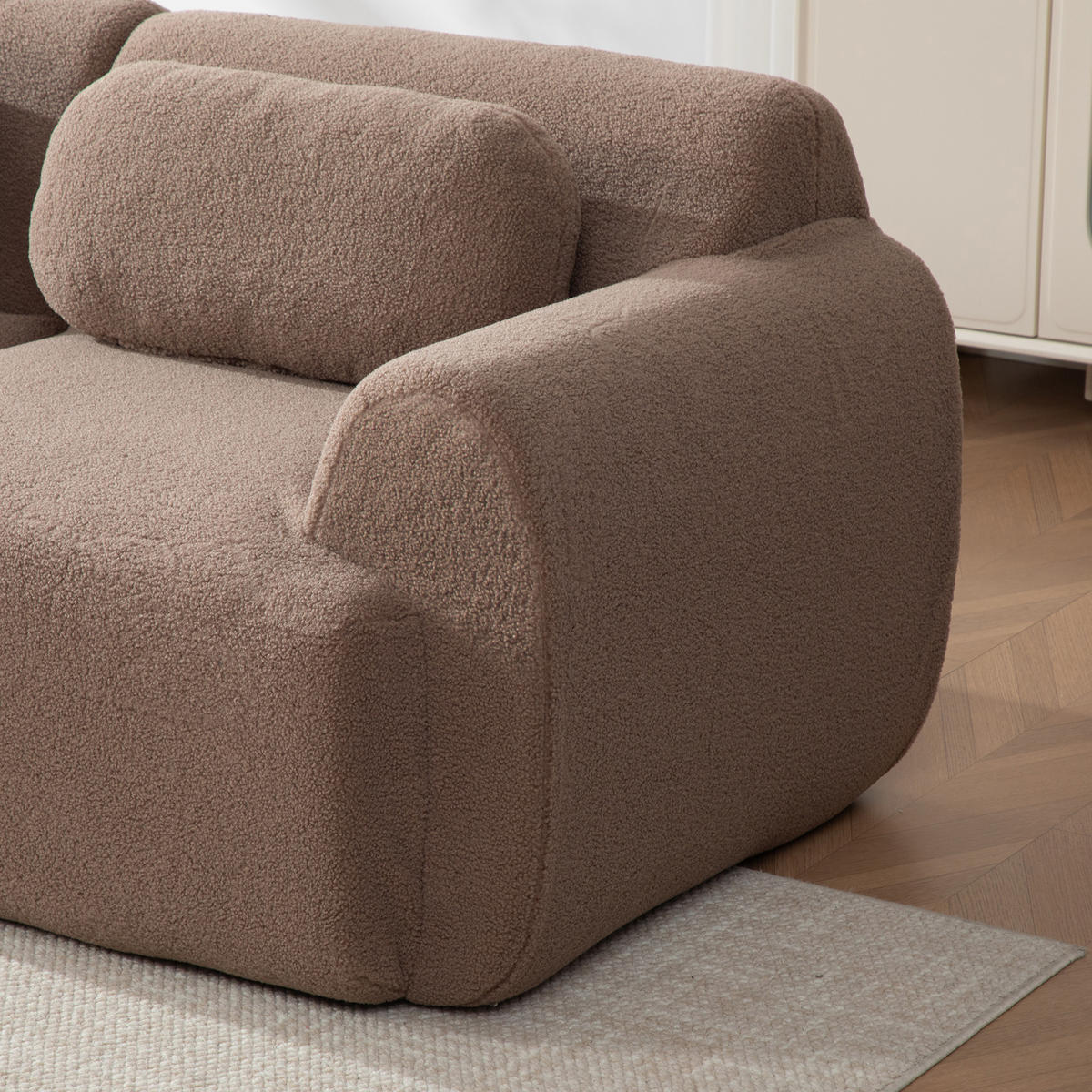 ECKSOFA Chenille Camel - Braun, Textil (271/177cm) - WISHDOR