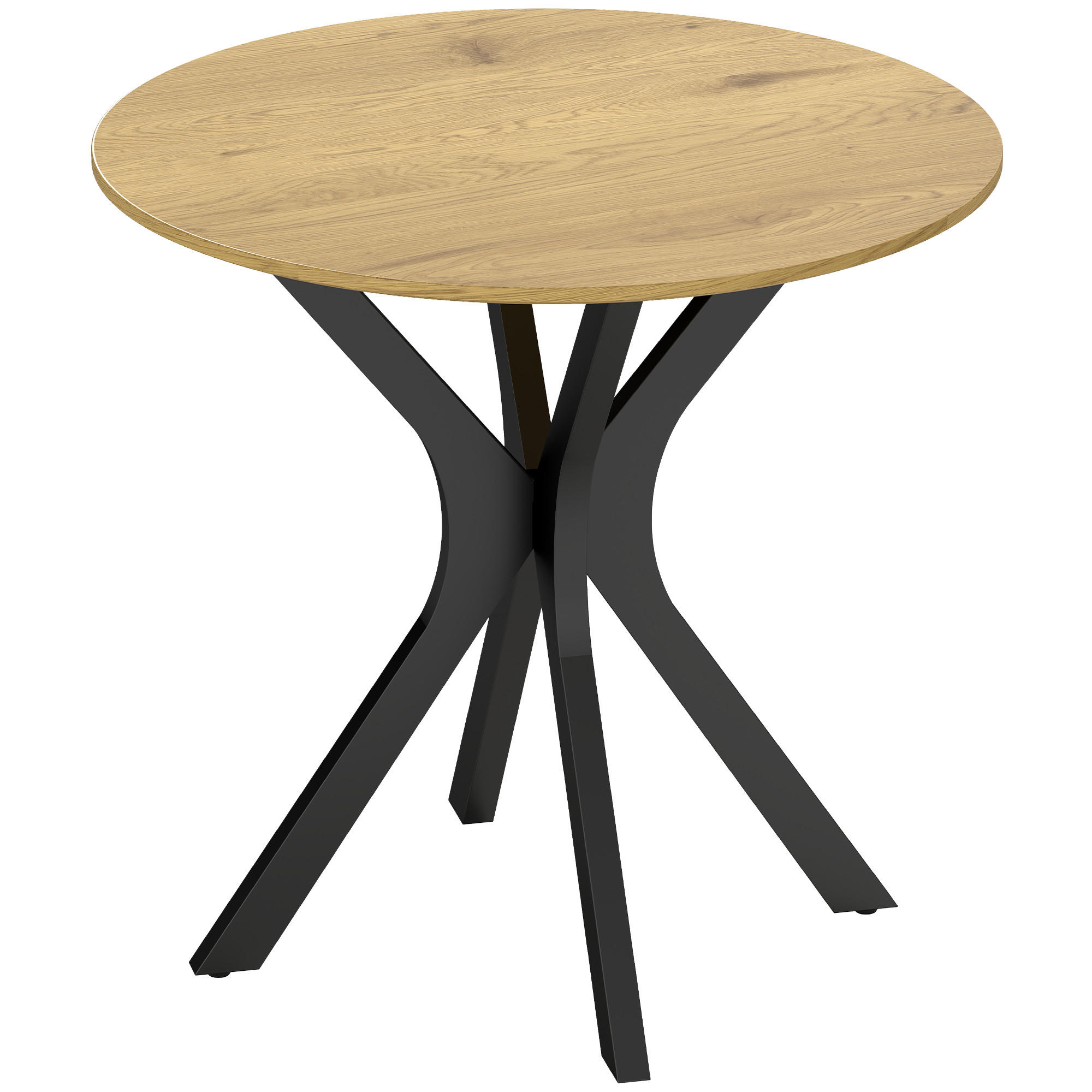 ESSTISCH, Runder Küchentisch, Moderner Esszimmertisch mit Spider-Stahlgestell - Hellbraun/Schwarz, Holzwerkstoff/Metall (78/78/75cm) - HOMCOM