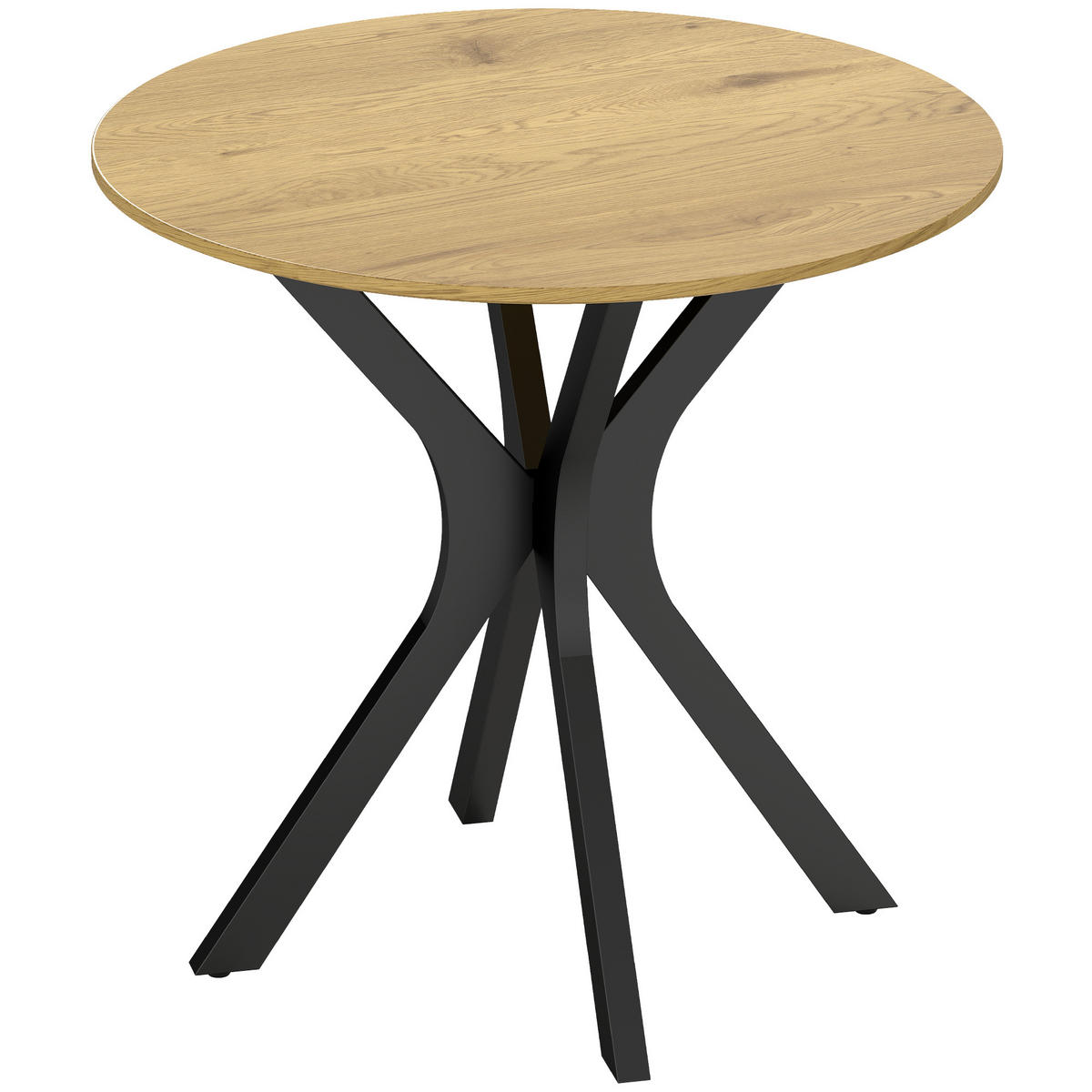ESSTISCH, Runder Küchentisch, Moderner Esszimmertisch mit Spider-Stahlgestell - Hellbraun/Schwarz, Holzwerkstoff/Metall (78/78/75cm) - HOMCOM