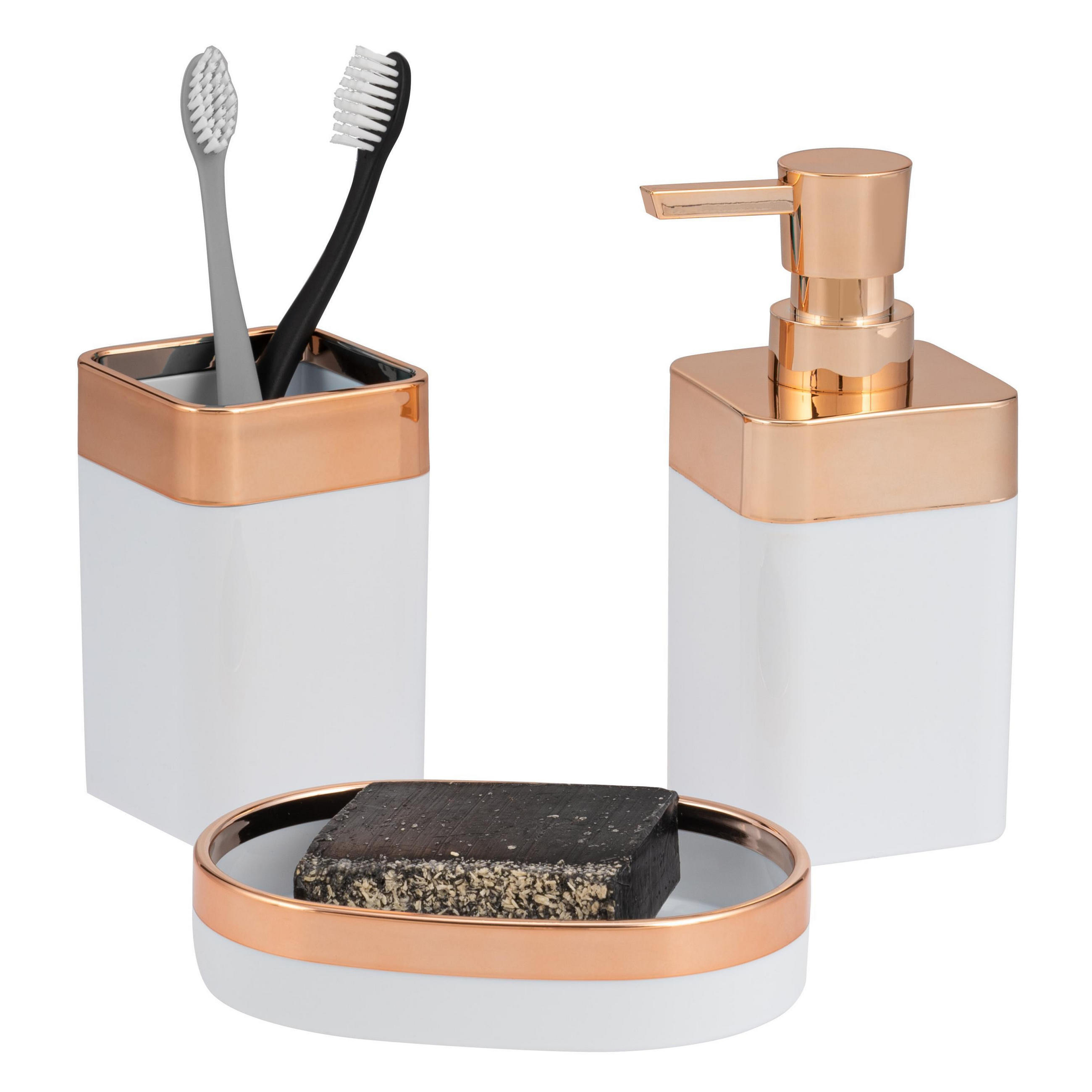 BAD-SET 3tlg. SAVONA - Weiß, Kunststoff (9.5/3/13cm) - bremermann