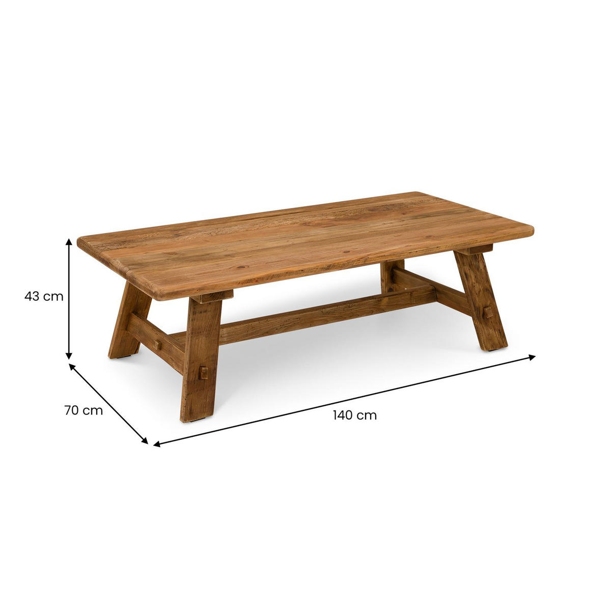 COUCHTISCH YOSU natur - Naturfarben, Holz (70/140/44cm) - IDIMEX