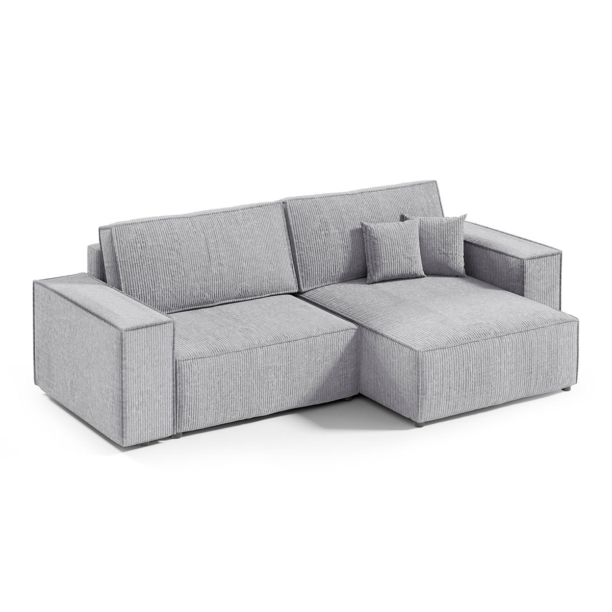 ECKSOFA Isaac 3 Sitzplätze Hellgrau - Grau, Holz (257/148cm) - Petits-meubles
