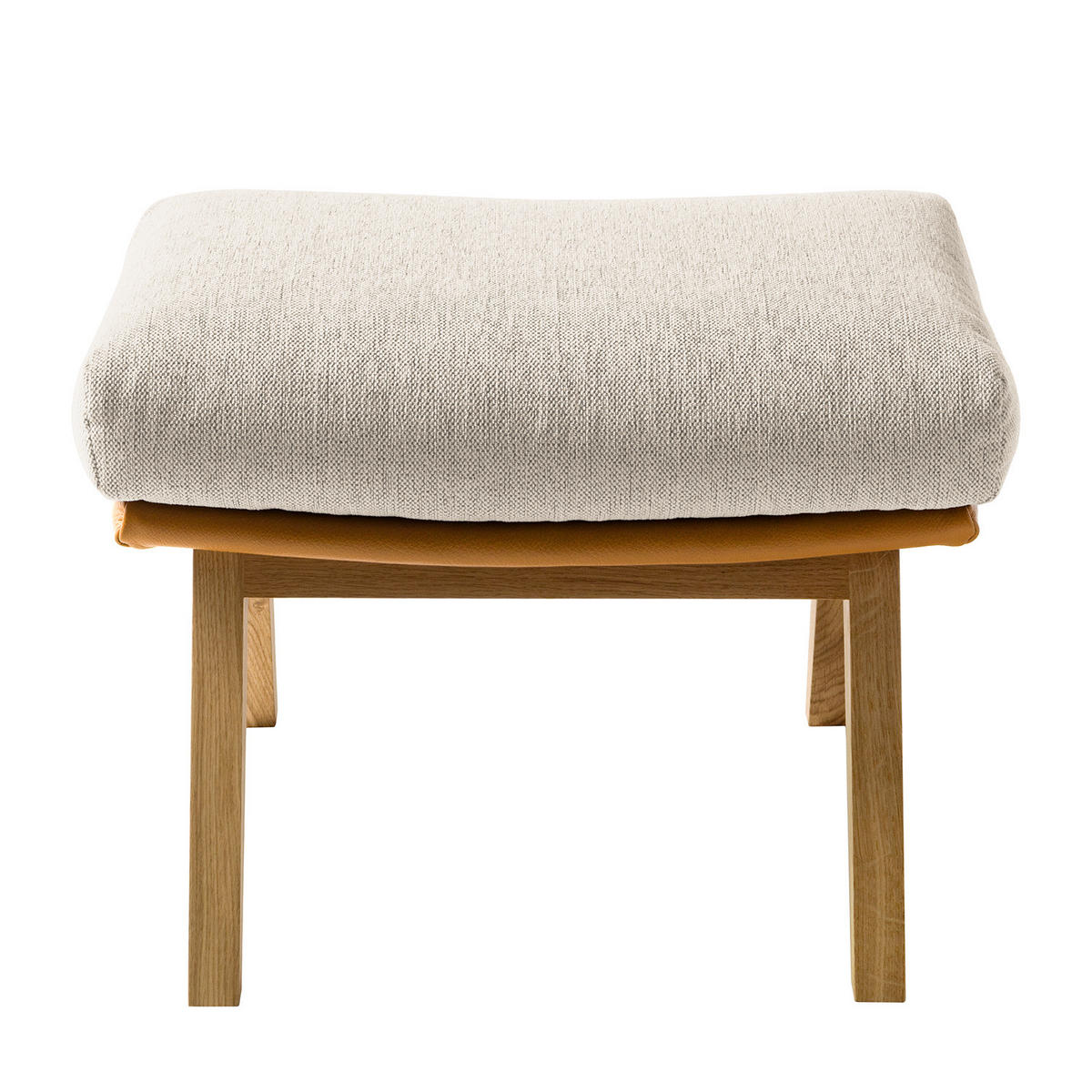 HOCKER mit Holzfüßen - Eichefarben/Cognac, Eichenholz/Textil (54/41/41cm) - home24