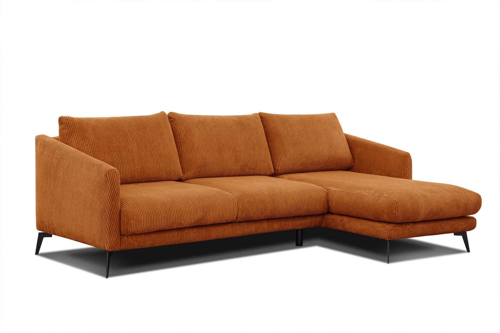 ECKSOFA VILT 4-Sitzer, orange - Schwarz/Orange, Holzwerkstoff/Textil (255/156cm) - Courtois Laville