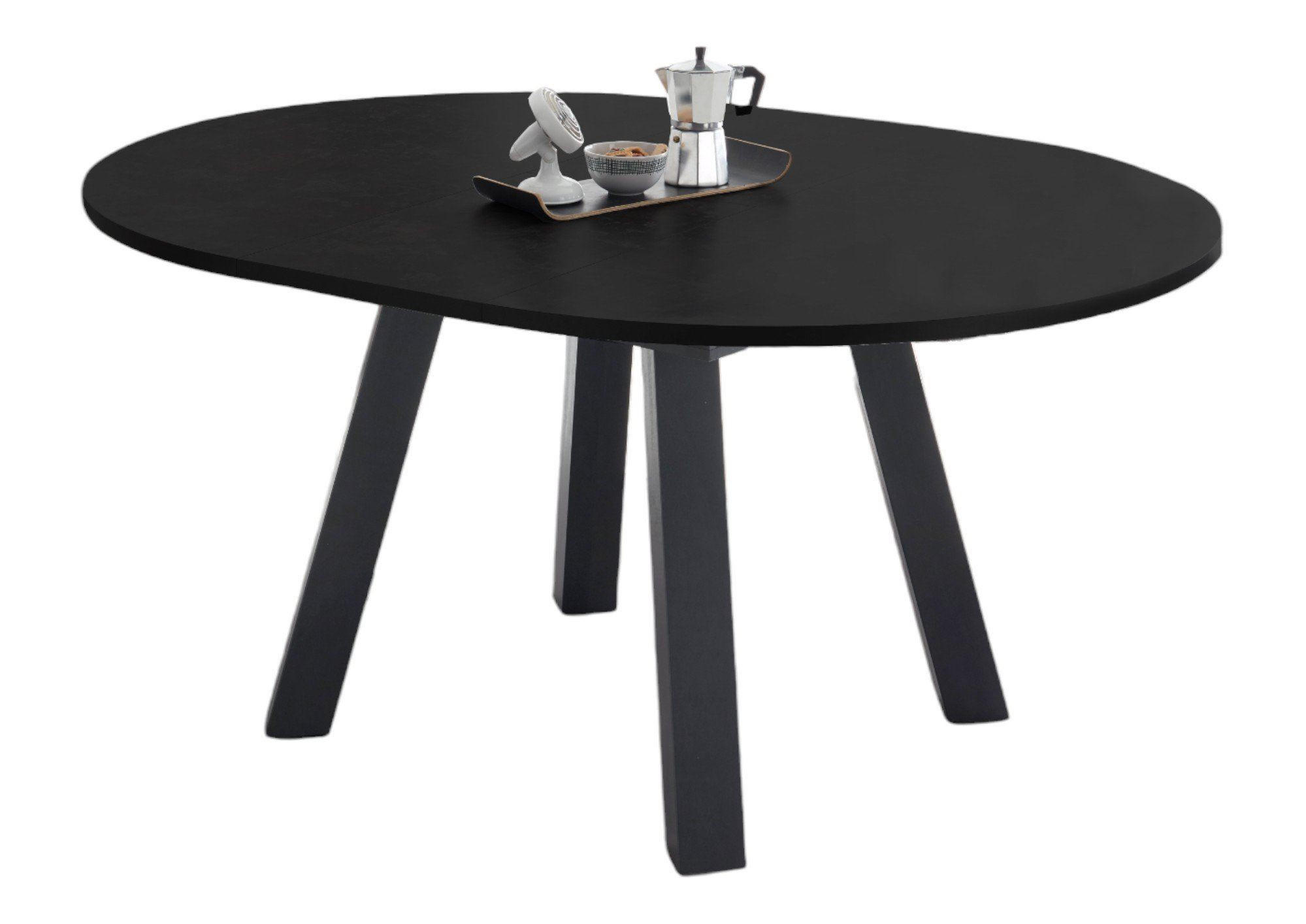 ESSTISCH Rund ausziehbar Edda 2 110 x 110 x 78 Küchentisch Graphit/Schwarzstahl - Grau, Holz (110/110/78cm) - 58aufmkessel