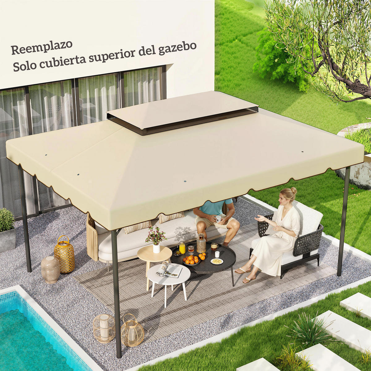 ERSATZDACH Beige 1 Stück - Beige, Naturmaterialien (300/0.1/400cm) - GiPP