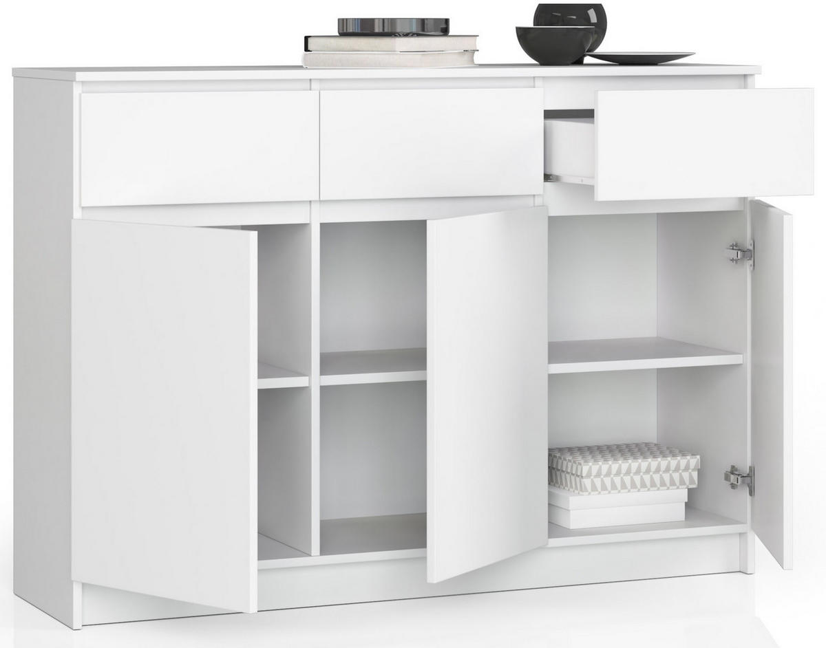 KOMMODE Weiß 138x40x99 cm - Weiß, Holzwerkstoff (138/99/40cm) - Akord