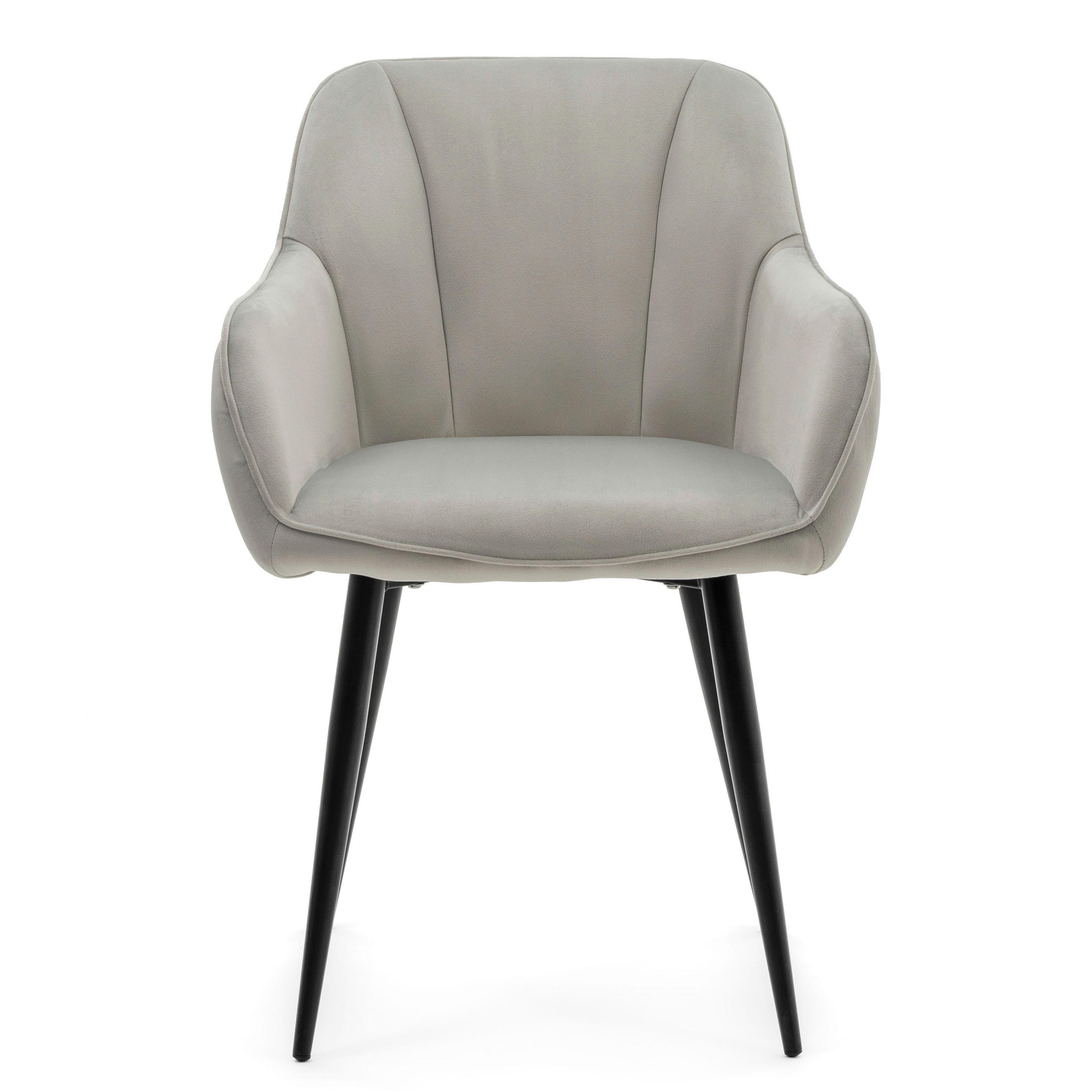 STUHL LAGO gespolsterter mit Steppung - hellgrau - Samt Velours - Hellgrau/Schwarz, Textil/Metall (58/85/60cm) - NEW HOME