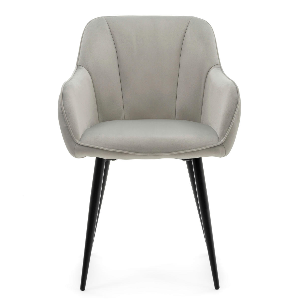 STUHL LAGO gespolsterter mit Steppung - hellgrau - Samt Velours - Hellgrau/Schwarz, Textil/Metall (58/85/60cm) - NEW HOME