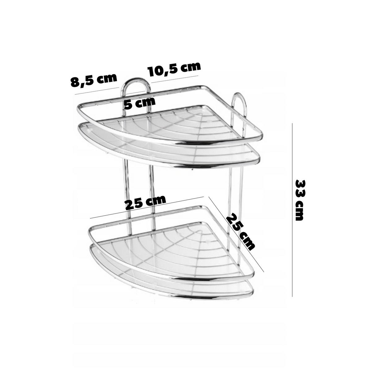 BADEZIMMER-ECKREGAL 2-stöckiges - Silberfarben, Metall (25/25cm) - KADAX