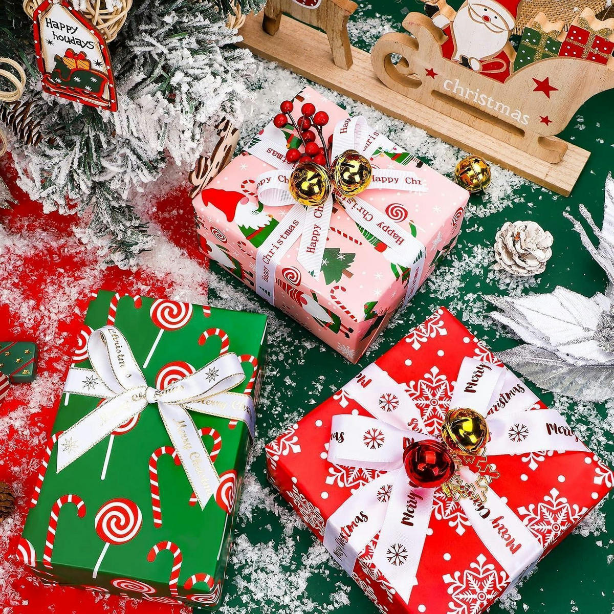 GESCHENKPAPIER 4 Rollen Set Weihnachtsmotive 76 cm x 305 cm - Multicolor, Papier (4/76/15cm)