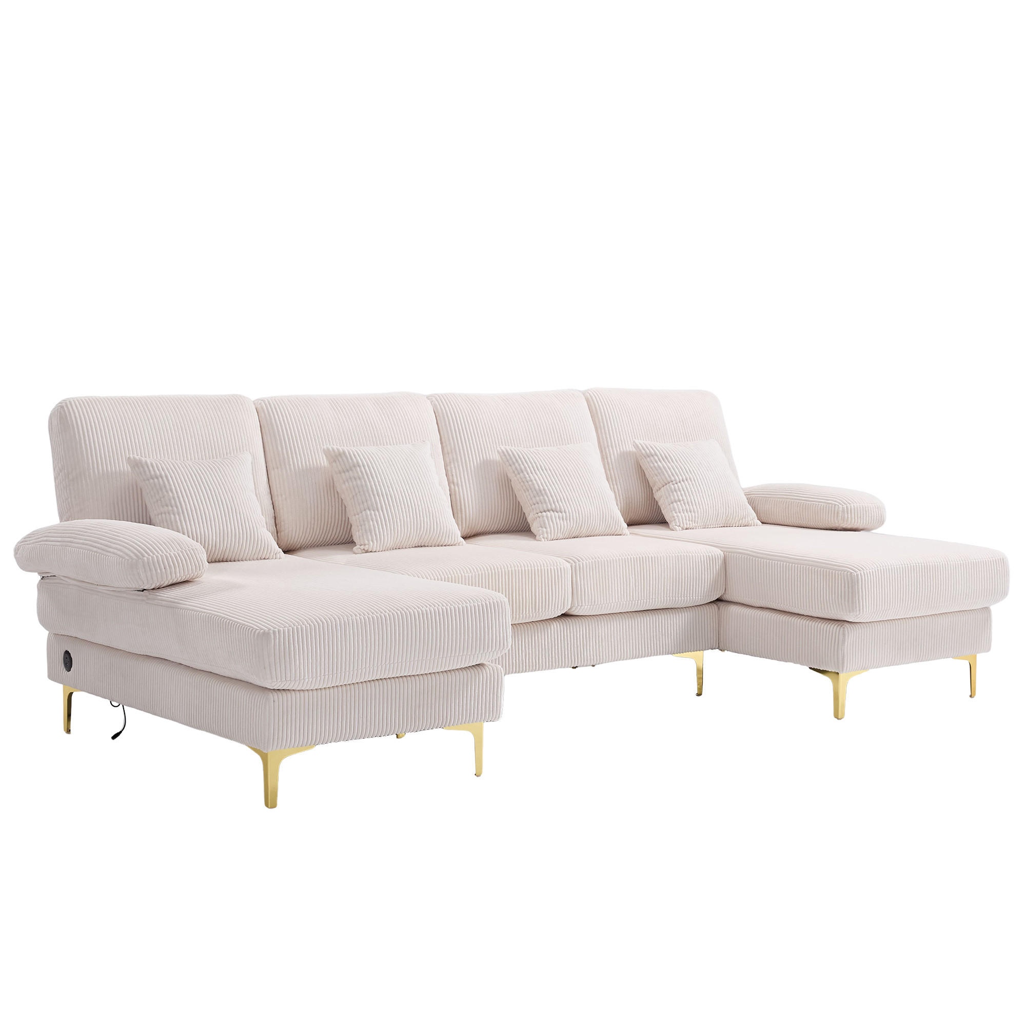 Evryae Ecksofa Beige 265x135 cm