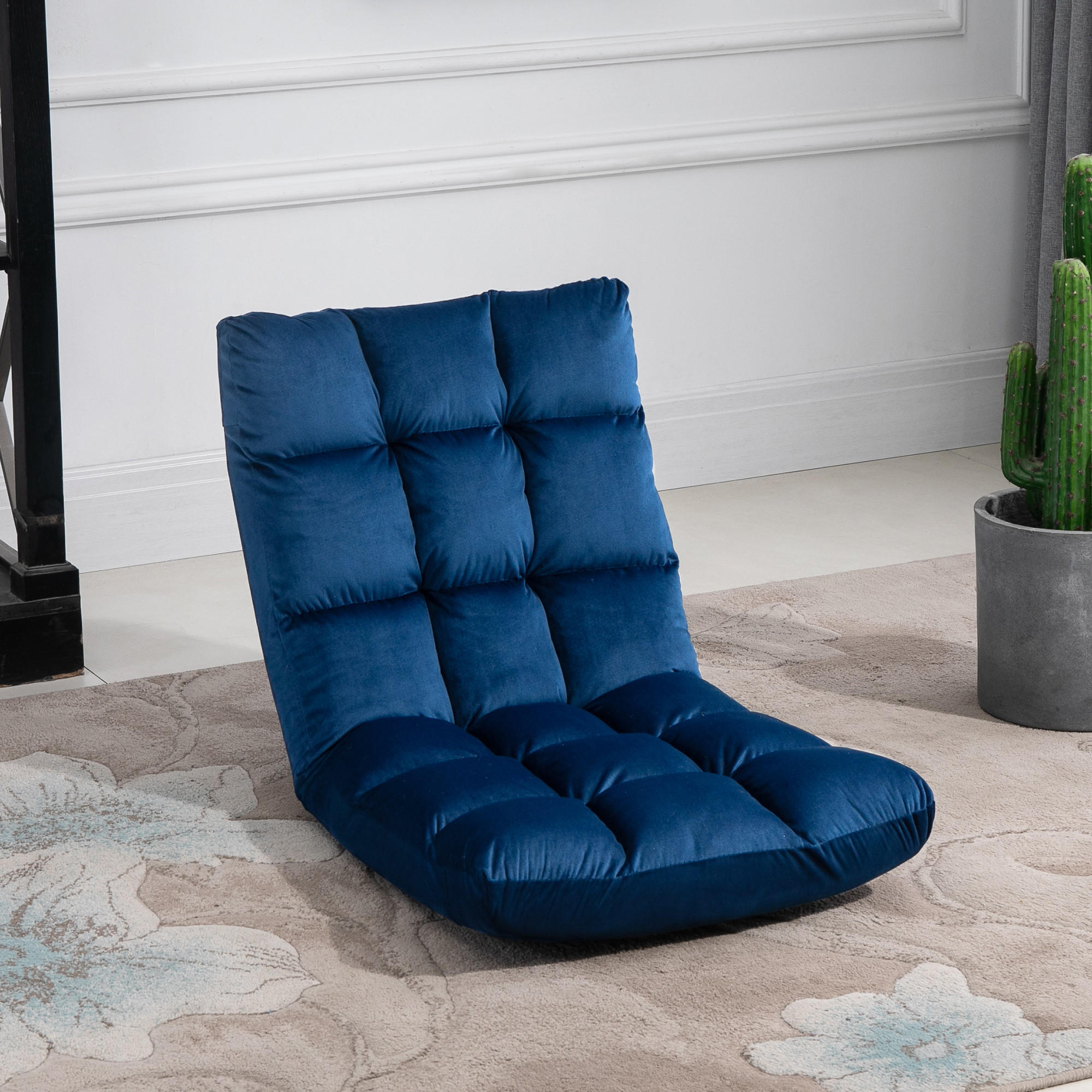 BODENSTUHL Bodensessel mit verstellbarer Rückenlehne Bodensofa Blau - Blau, Metall (71/53.5/55cm) - HOMCOM