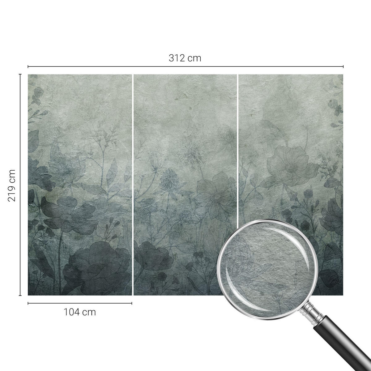 FOTOTAPETE 312x219 cm - Pflanzeneleganz - Grau, Textil (312/219cm) - Wallfluent
