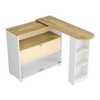 BARTISCH 138-204/39/105 cm in Weiß mit Stauraum und Rollen - Weiß, Holzwerkstoff (204/39/105cm) - BEAOK