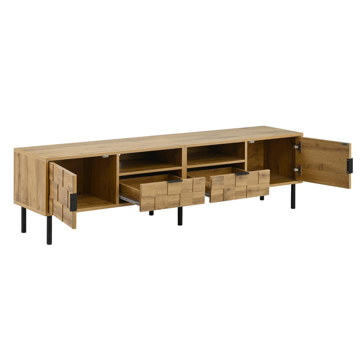TV-LOWBOARD eiche-optik 160 cm mit 2 schubladen & 2 türen - Naturfarben, Holzwerkstoff (160/42.5/35cm) - Urban Meuble