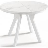 ESSTISCH Twixy runder ausziehbarer, Marmor Weiß 90-170/90/76 cm - Ecru/Weiß, Holz/Holzwerkstoff (90/90/76cm) - WFL GROUP