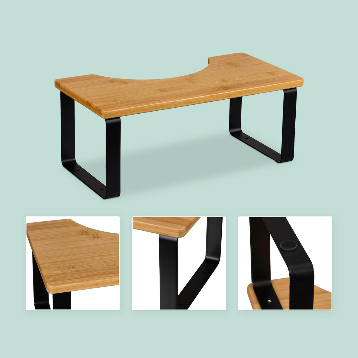 TOILETTENHOCKER - Hellbraun, Holz/Kunststoff (44.5/18/23cm) - Relaxdays