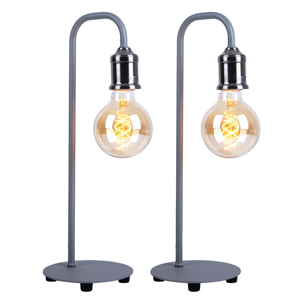 TISCHLEUCHTE FLORIDA Nickel matt Grau 2er Set - Grau, Metall (16.4/15/43.8cm) - Globo Lighting