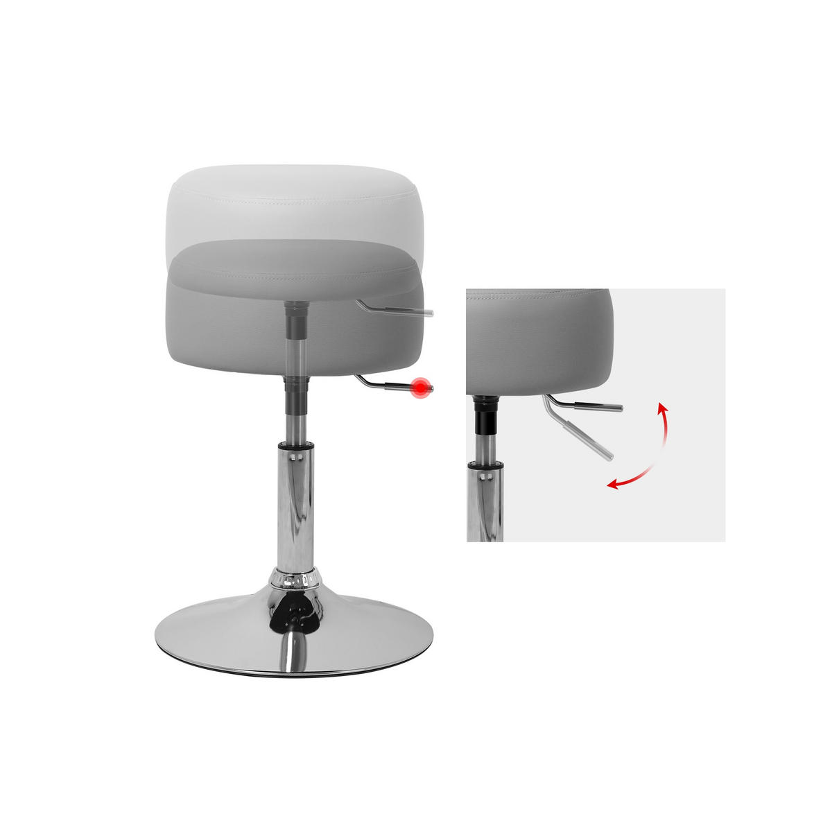 SITZHOCKER hellgrau 2er Set - Hellgrau, Metall (33/65/38.5cm) - ML-DESIGN