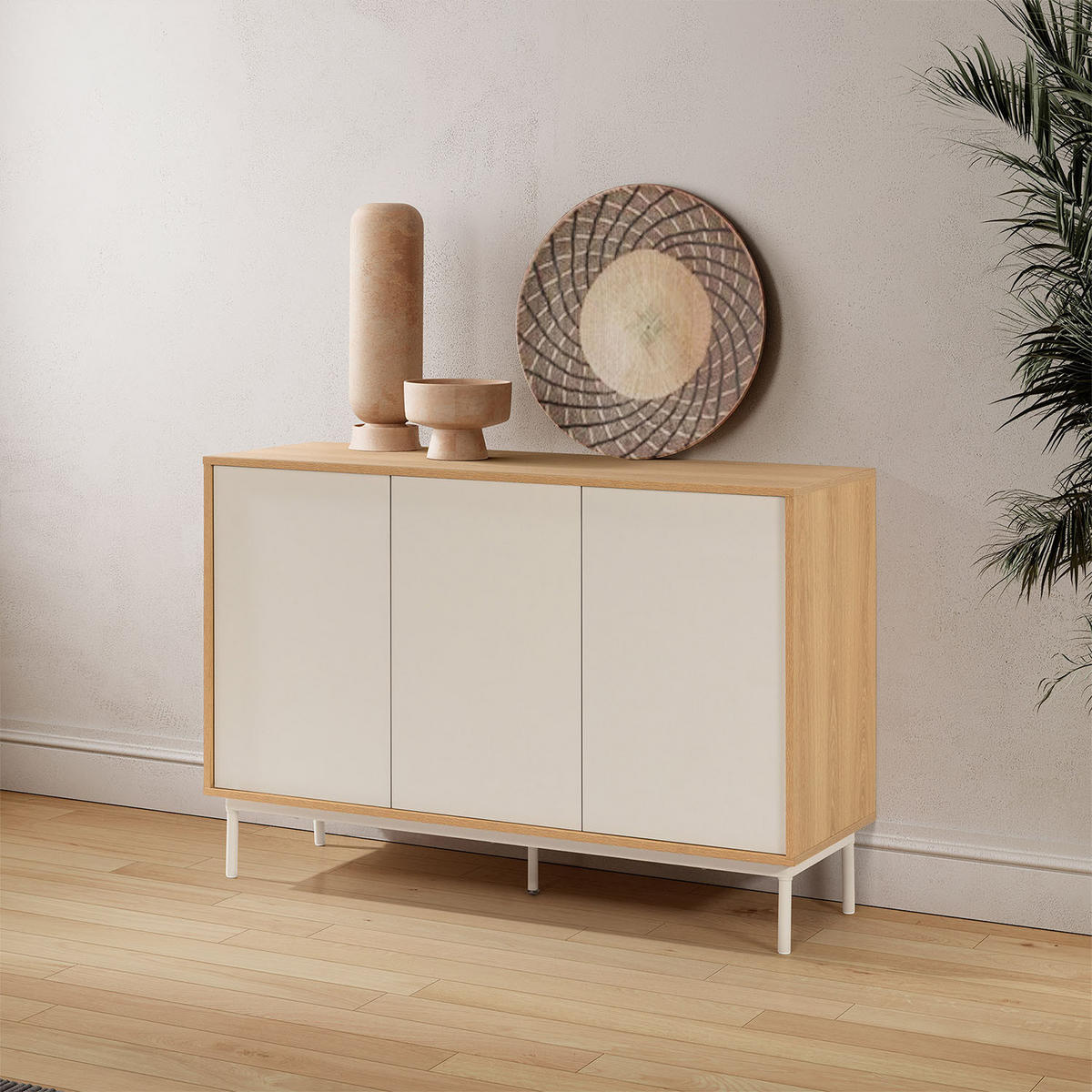 SIDEBOARD Cuzco 3 türen Eichenfarbe/grau - Grau, Holzwerkstoff (120/80/40cm)