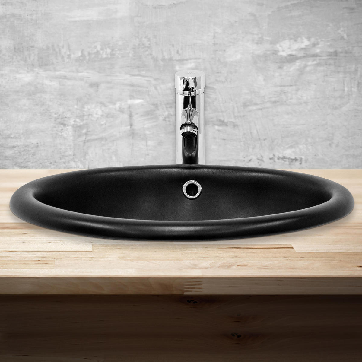 WASCHBECKEN - Schwarz, Keramik (40.5/19.5/49cm) - ML-DESIGN