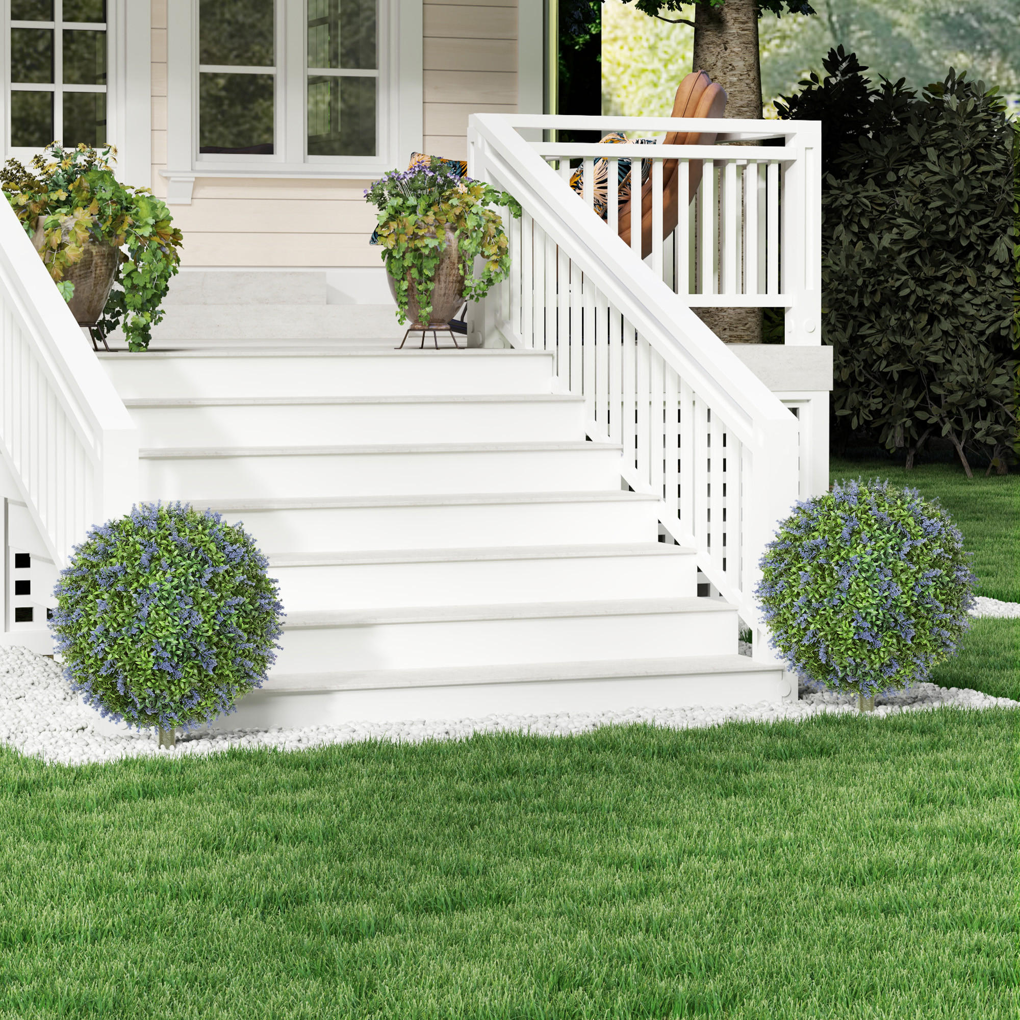 KÜNSTLICHER 2er-Set Lavendel 60 cm mit UV Schutz - Multicolor, Kunststoff (60cm) - HOMCOM