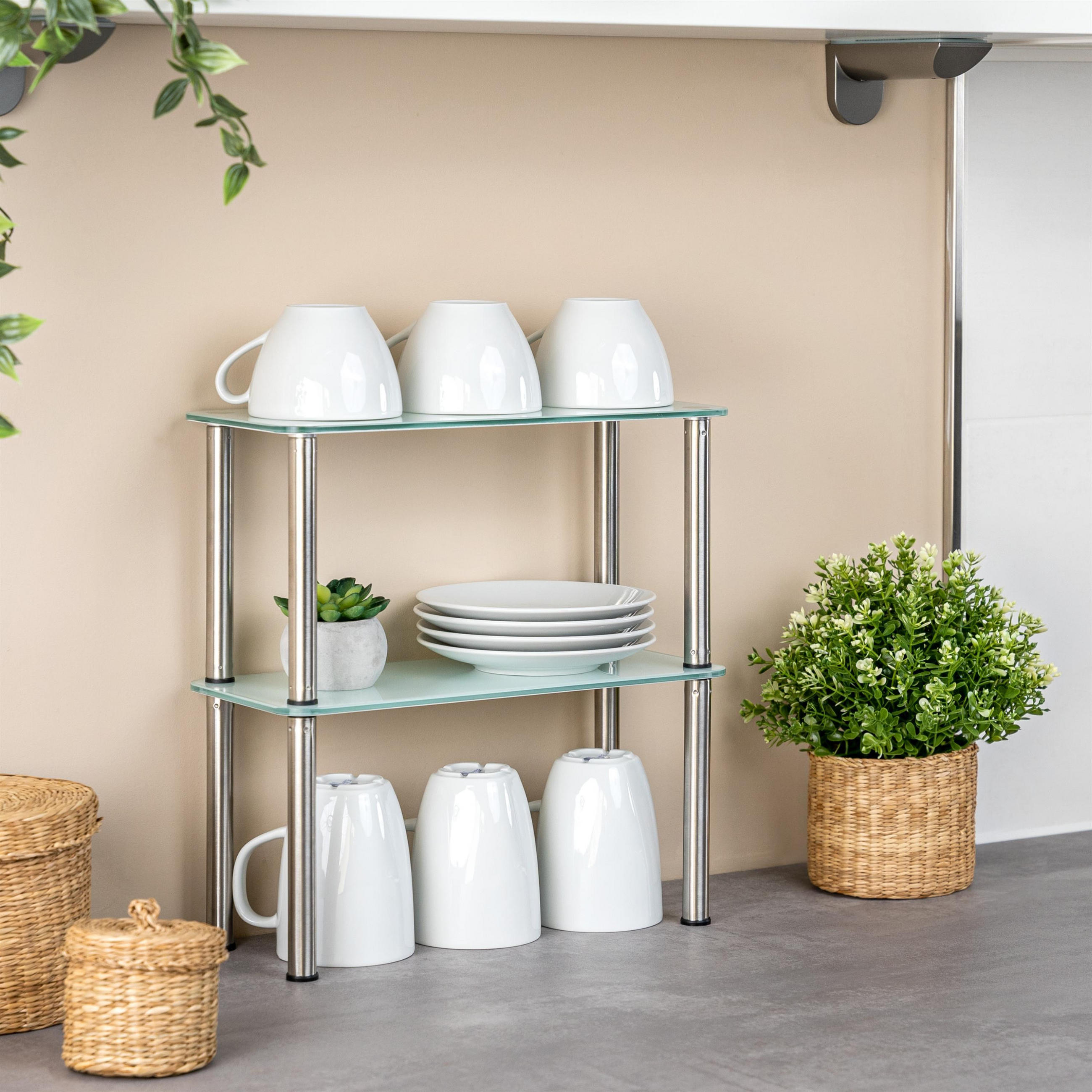 GLAS-KÜCHENREGAL weiß - Weiß, Glas (32/33/14cm) - bremermann