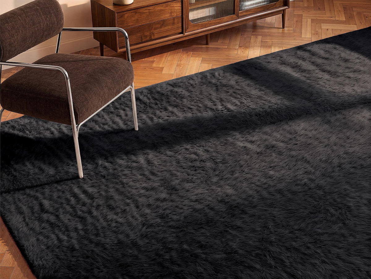 WOHNZIMMERTEPPICH - 230 x 160 - stoff - schwarz Bunny - Schwarz, Textil (230/160cm) - Vente-Unique