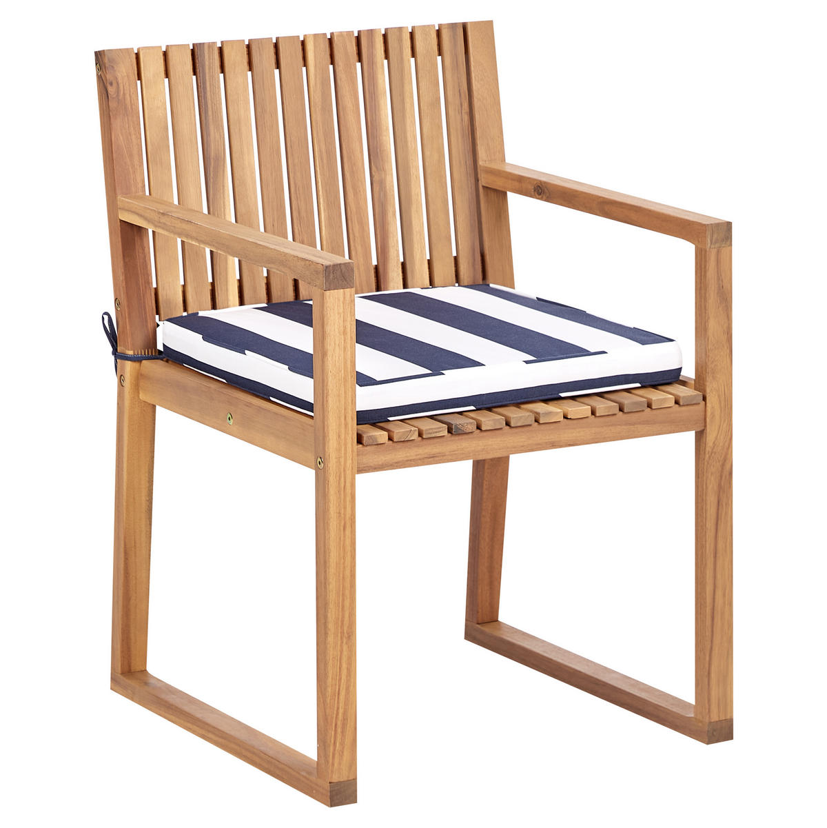 GARTENSTUHL 8er Set Marineblau Sassari II - Hellbraun/Blau, Holz (54/80/59cm) - Beliani