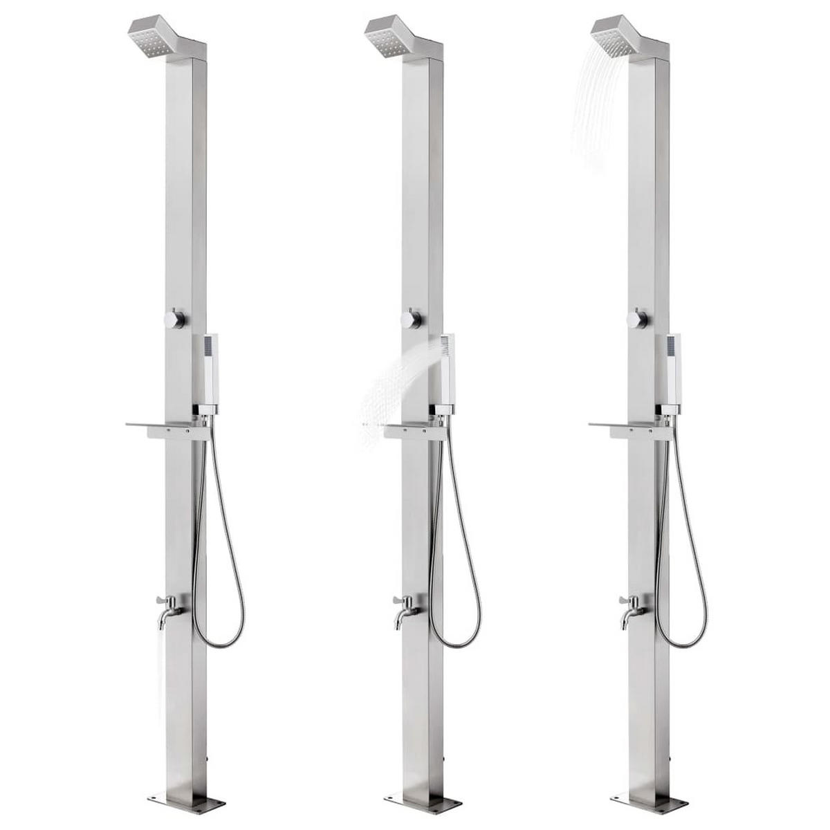 GARTENDUSCHE 220 Cm Edelstahl - Silberfarben, Metall (20/220/12cm) - vidaXL