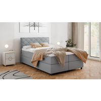 BOXBETT Diamaro 140x200 cm mit Bettkasten und Topper - Hellgrau - Hellgrau, Holz (140/200cm) - Homesy