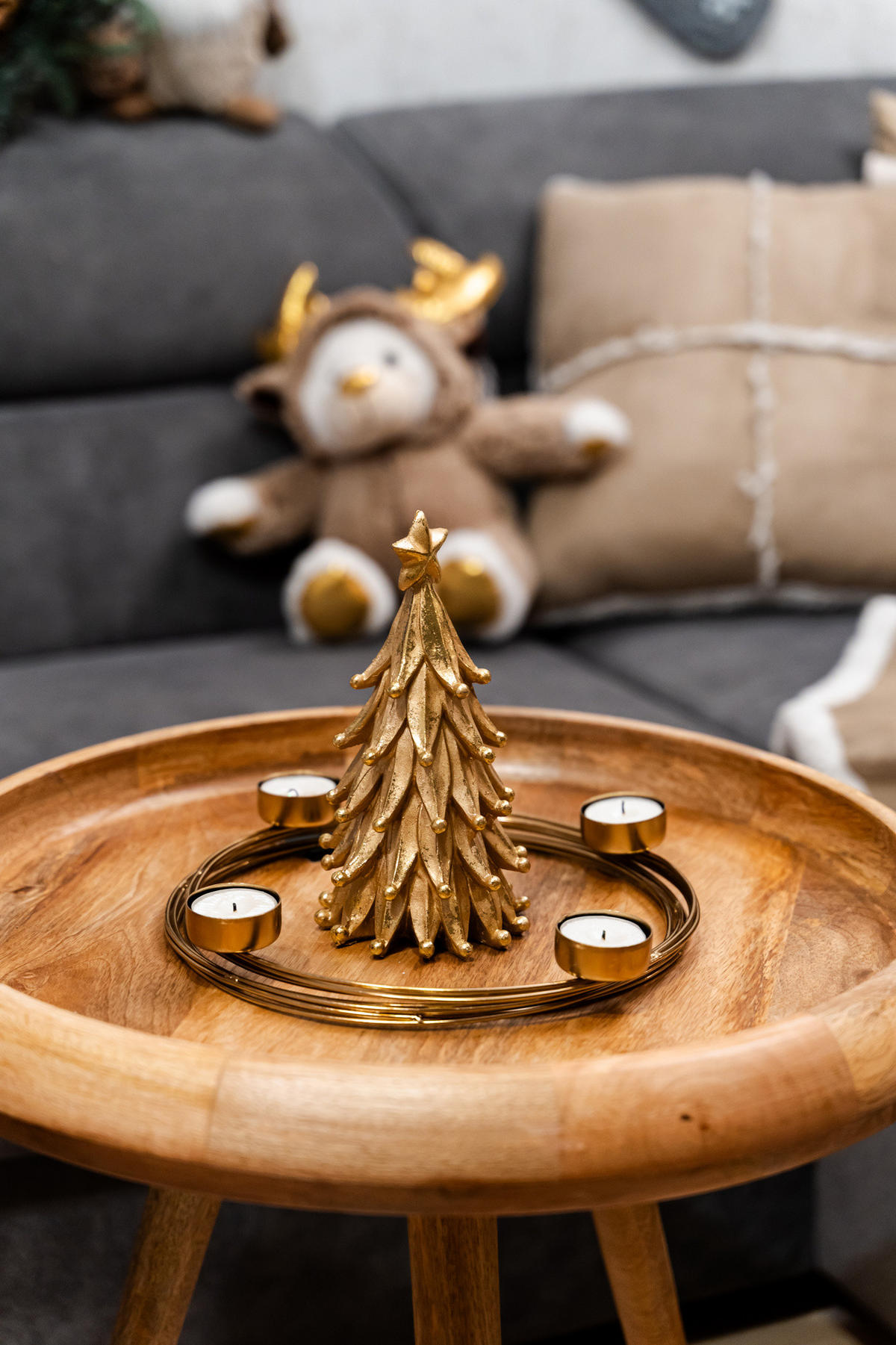 TEELICHTHALTER 28,5/28,5/3,5 cm - Goldfarben, Metall (28.5/3.5/28.5cm) - Home Styling Collection