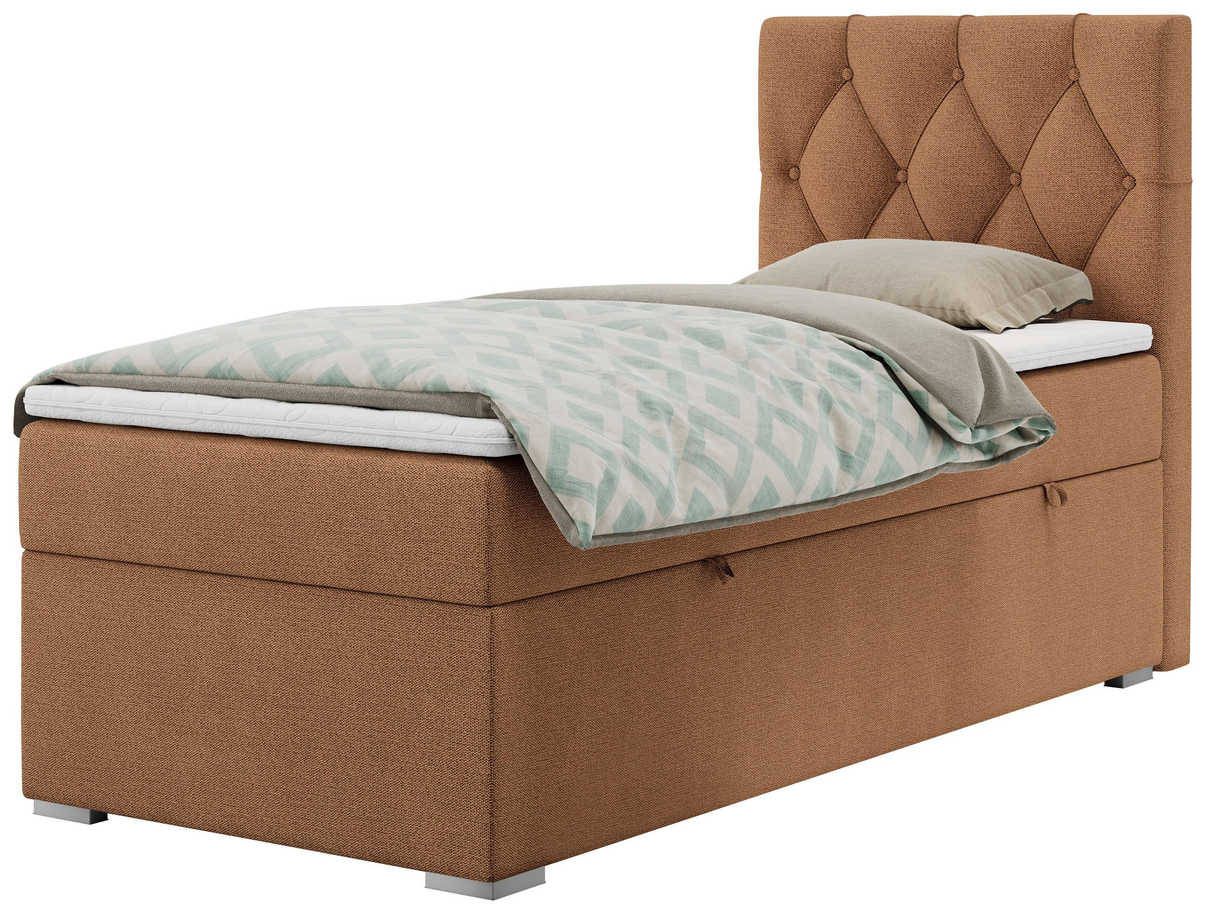 BOXBETT ALDA 90/200 Orange Struktur - H4 - Rechts Seite - Orange, Holz/Textil (90/200cm) - MKS