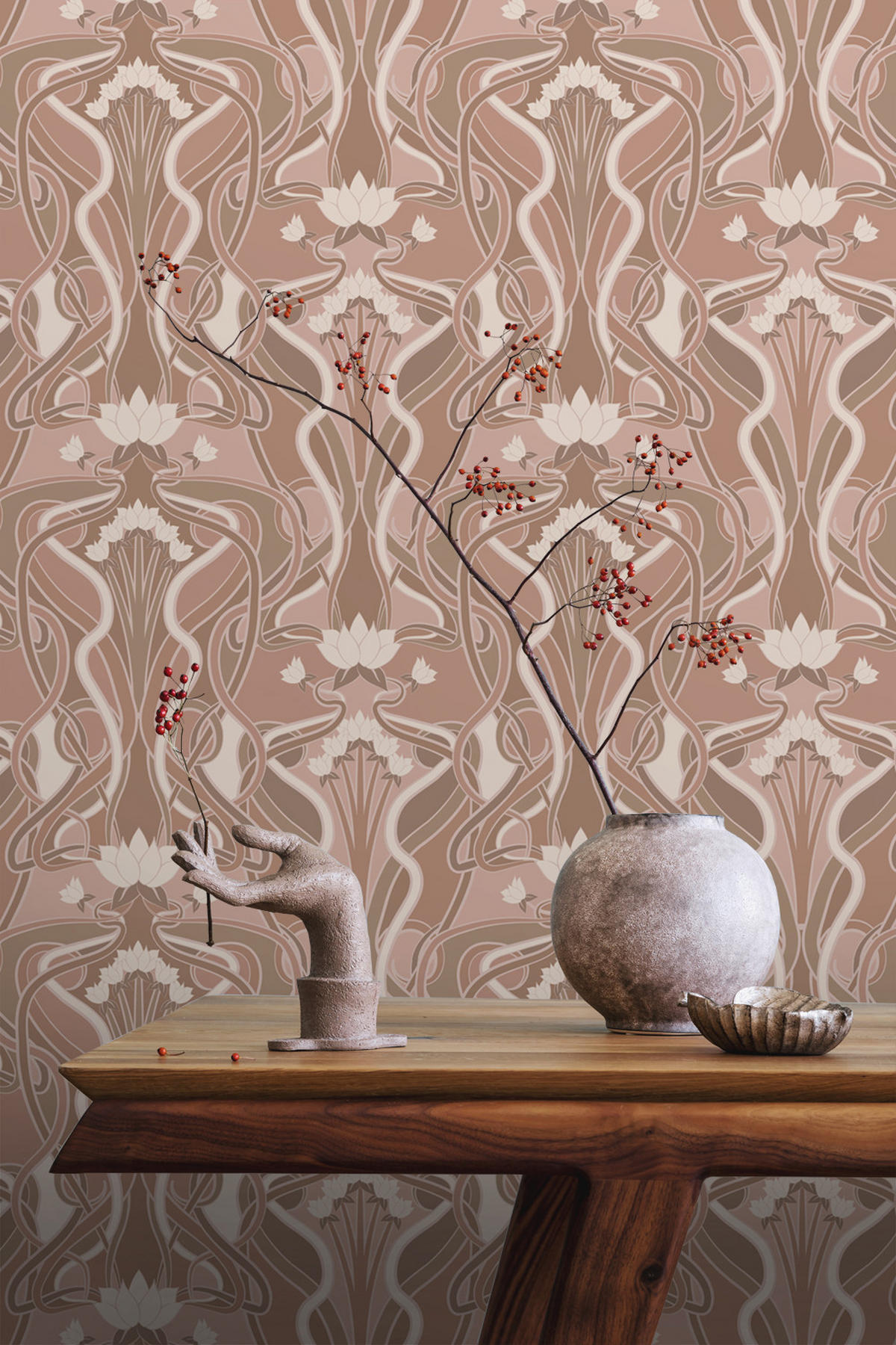 TAPETE Blumenmuster im Jugendstil 50 x 900 cm - Pink, Papier (50/900cm) - ESTAhome