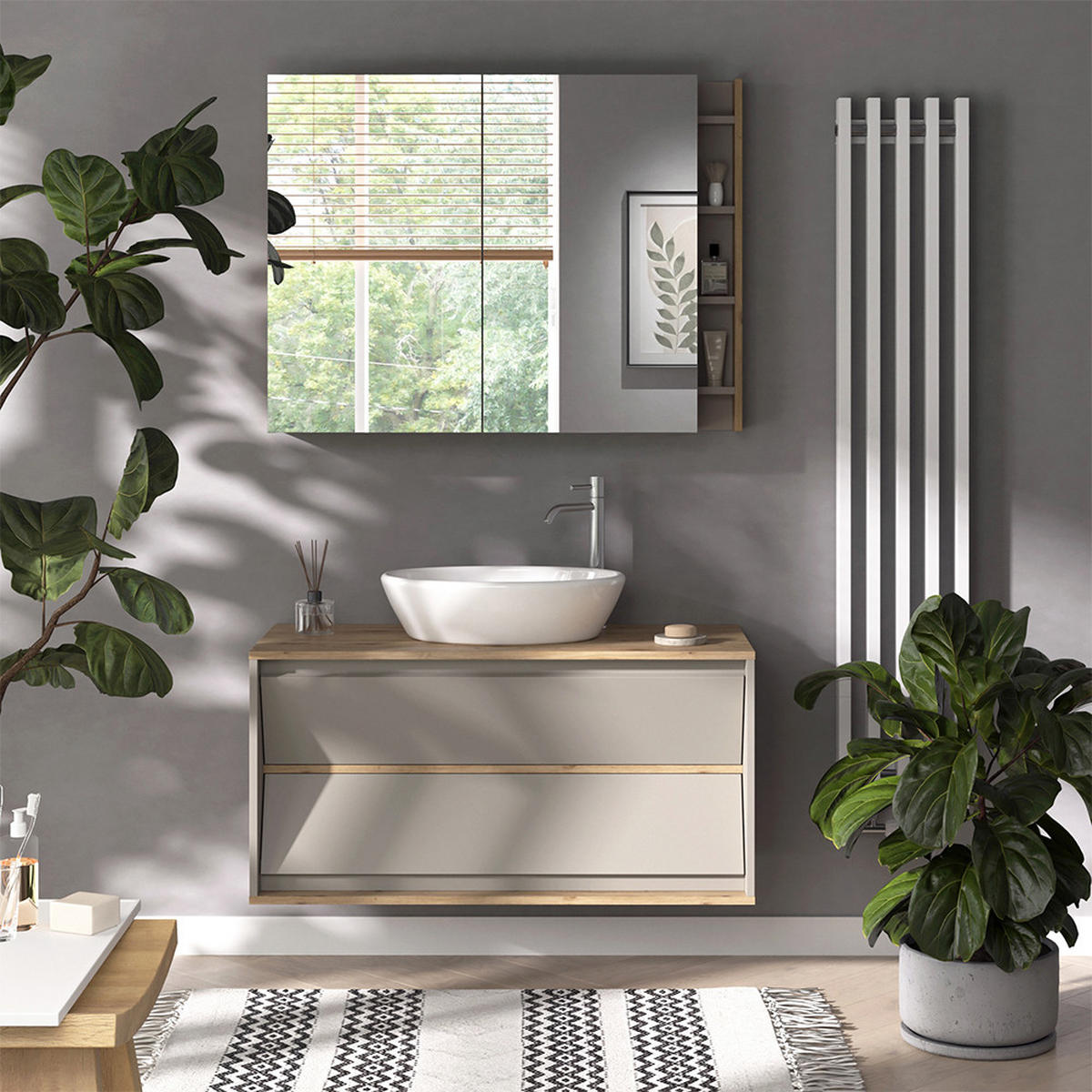 DOLNÍ SKŘÍŇKA POD DŘEZ Edelin Kašmír - kašmírová/světle šedá, kompozitní dřevo (100/50/45cm) - Vicco