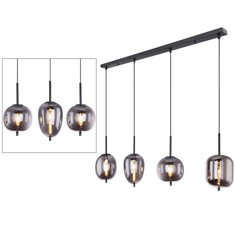 LED HÄNGELEUCHTE Blacky Grau Rauchglas - Grau, Glas (100/18.5/120cm) - Globo Lighting