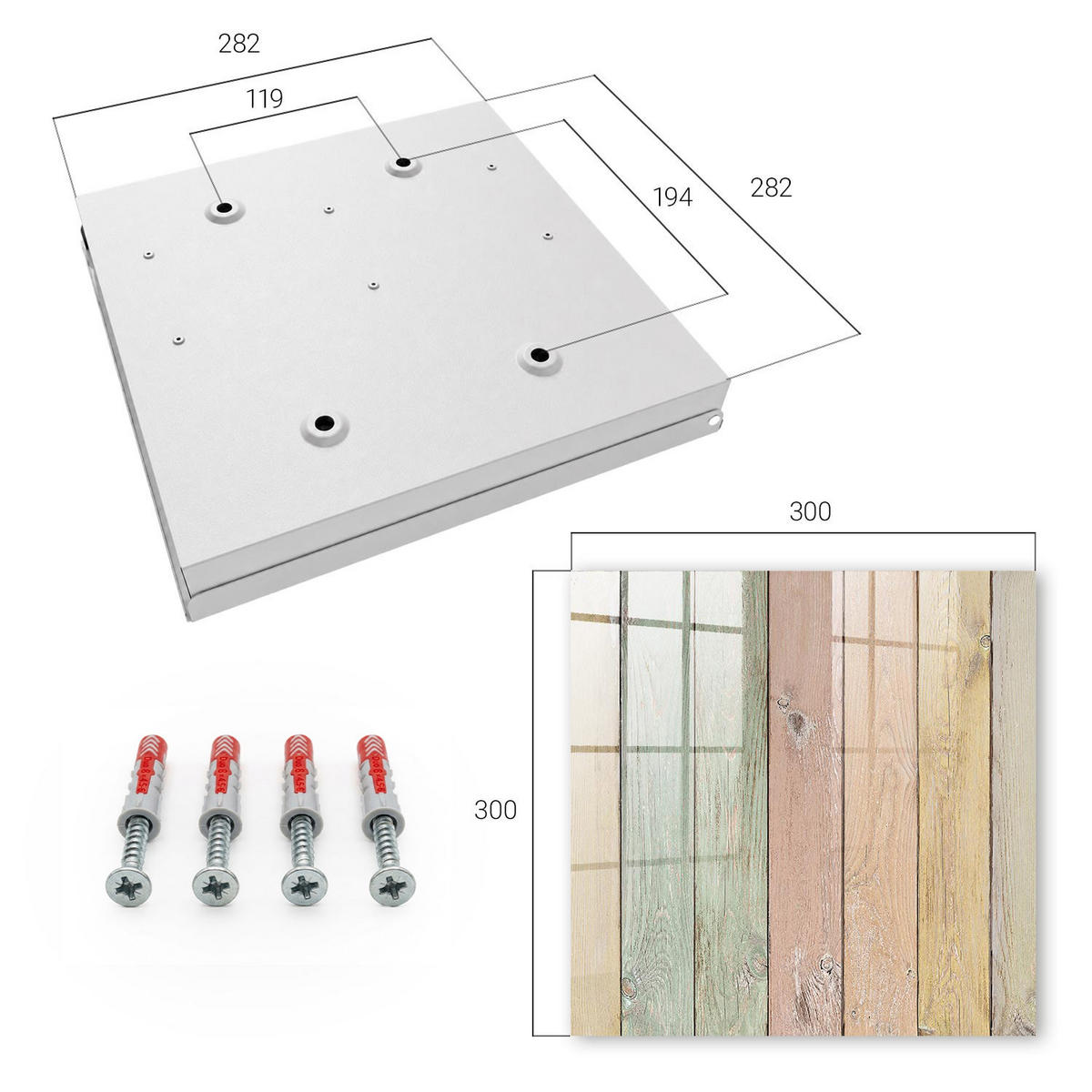 SCHLÜSSELBOX Weiß 30x30 cm – Türöffnung nach rechts - Pastelltafeln - Beige, Metall (30/30/5cm) - TULUP