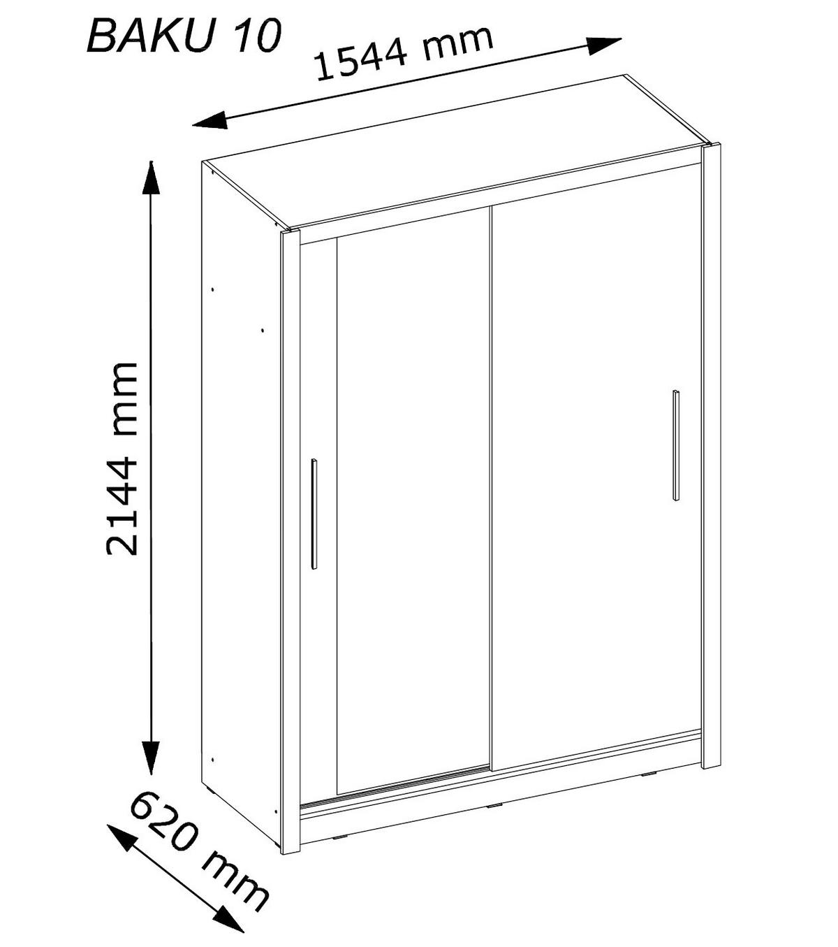 SCHIEBETÜRENSCHRANK Baku sonoma eiche 155 / 62 / 214,4cm - Braun/Sonoma Eiche, Holz/Holzwerkstoff (155/215/62cm) - Feldmann-Wohnen