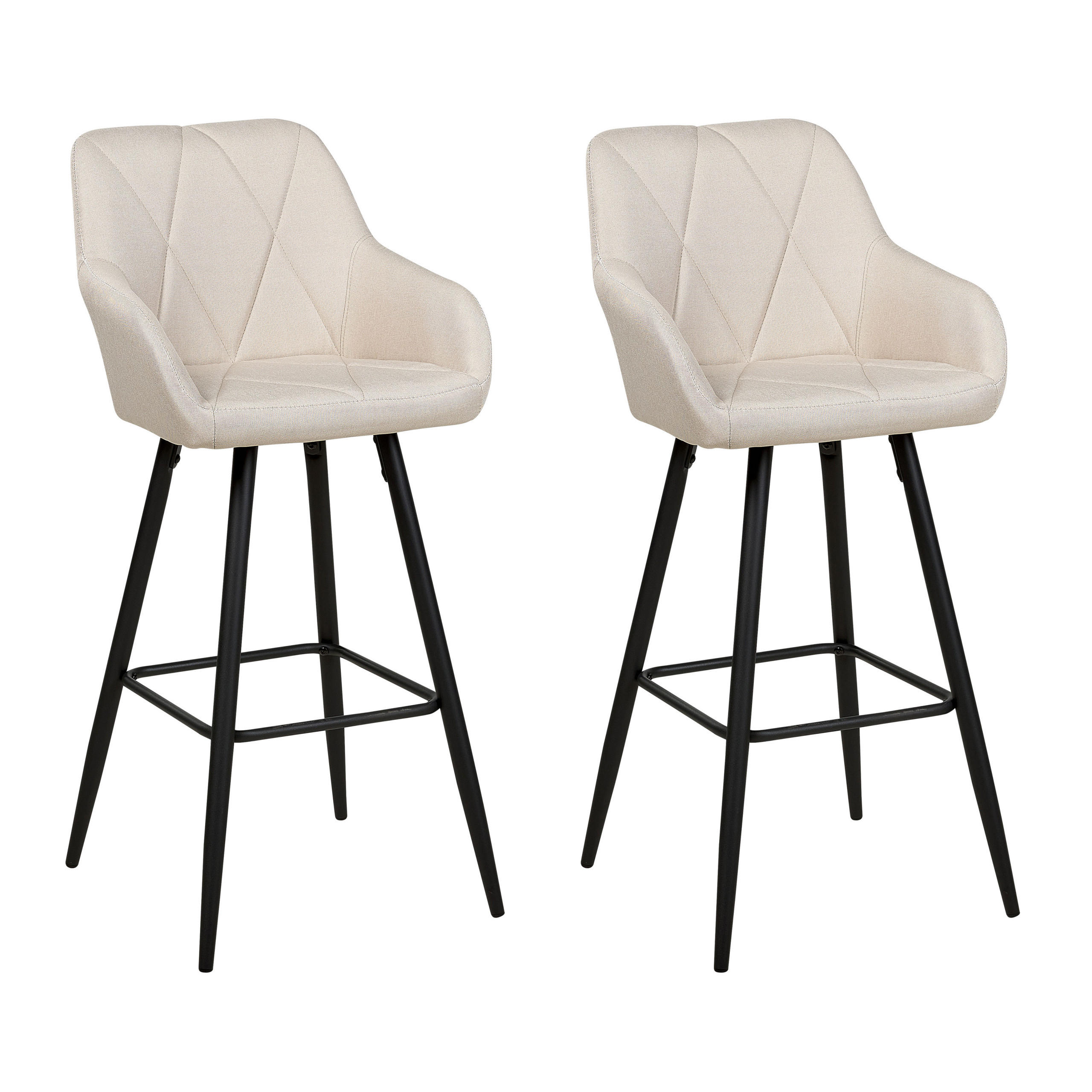Beliani BAROVÁ ŽIDLE sada 2 ks čalounění Béžová Darien