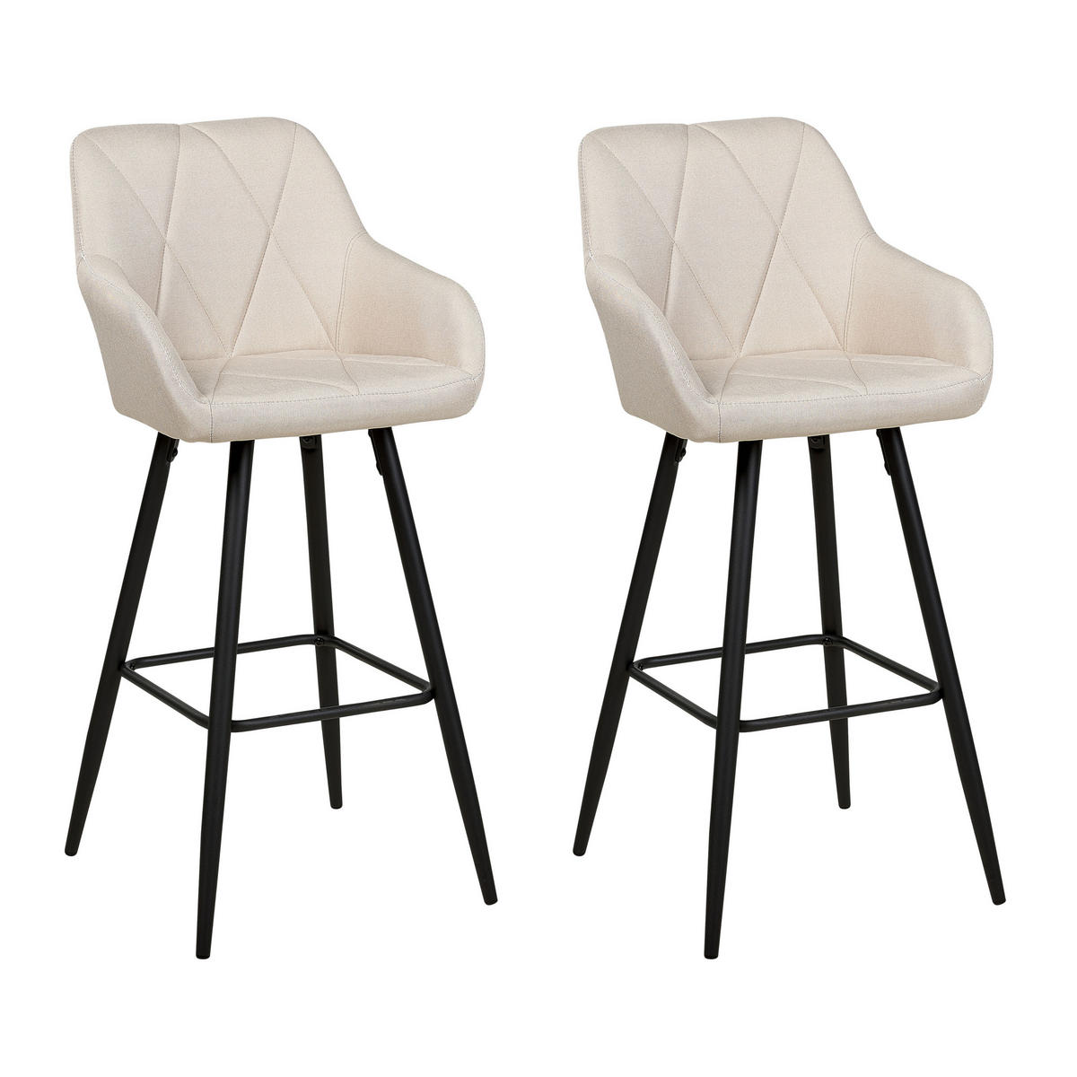 BARSTUHL 2er-Set Polsterbezug Beige Darien - Beige, Textil/Metall (47/104/47cm) - Beliani