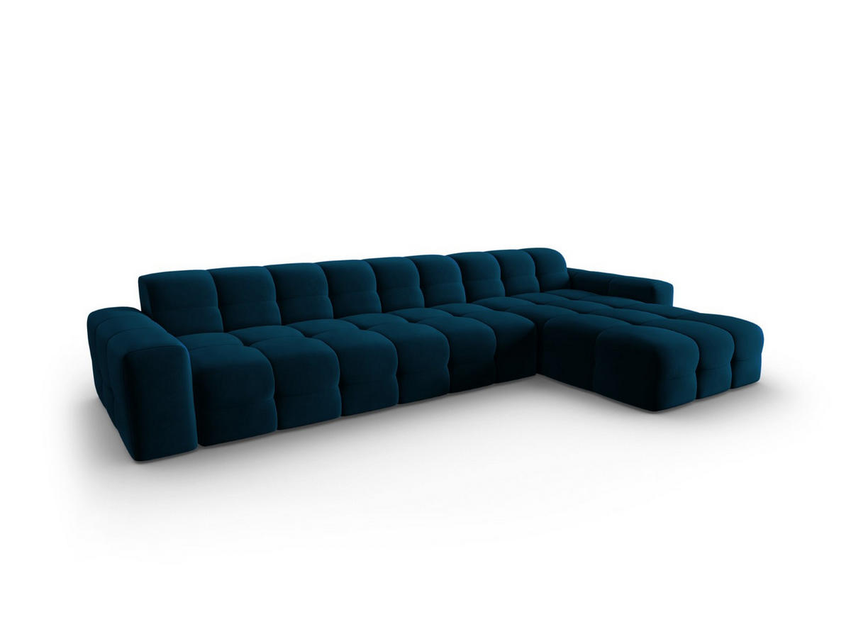 ECKSOFA rechts Kendal aus Samt marineblau 5 Sitzplätze - Blau, Textil (173/357cm) - Micadoni