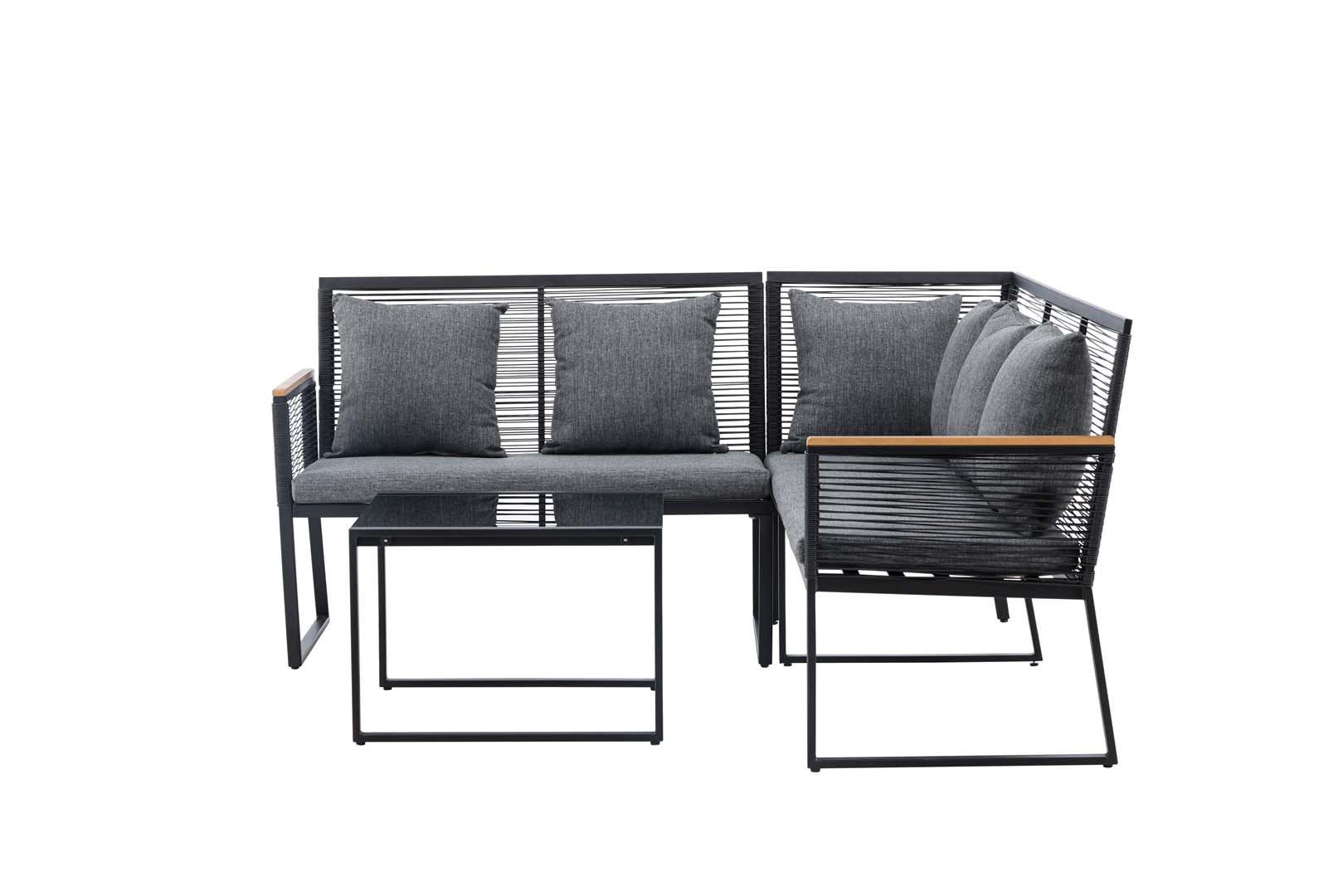 LOUNGE-SET schwarz - Schwarz, Holzwerkstoff - ebuy24