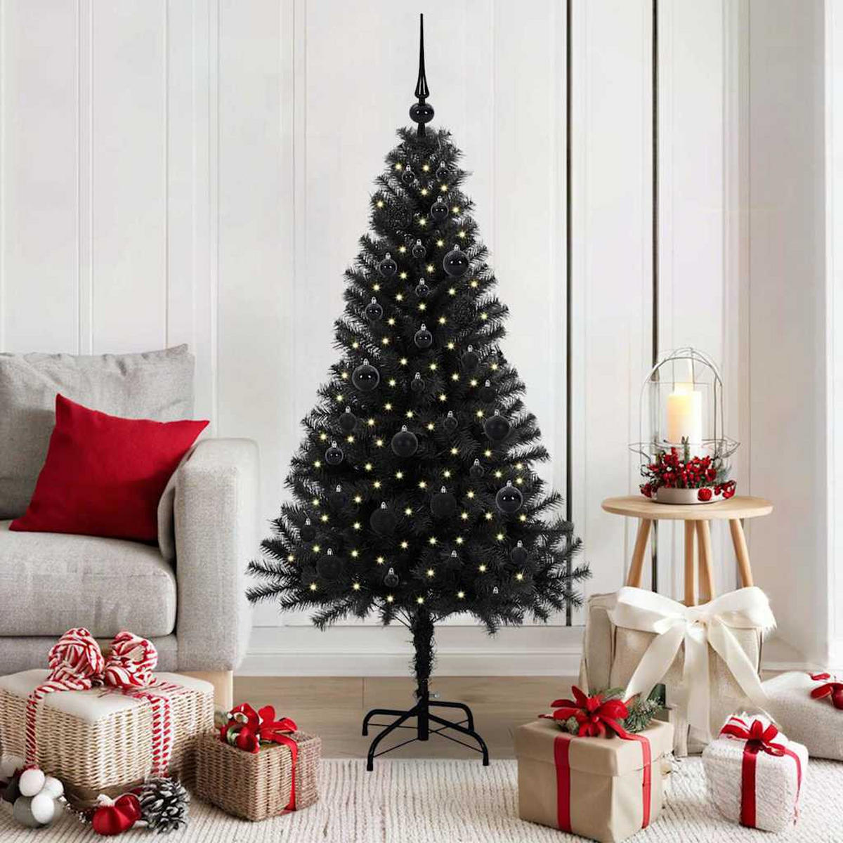 WEIHNACHTSBAUM 75/75/150 cm Schwarz PVC - Schwarz, Kunststoff (150cm) - vidaXL
