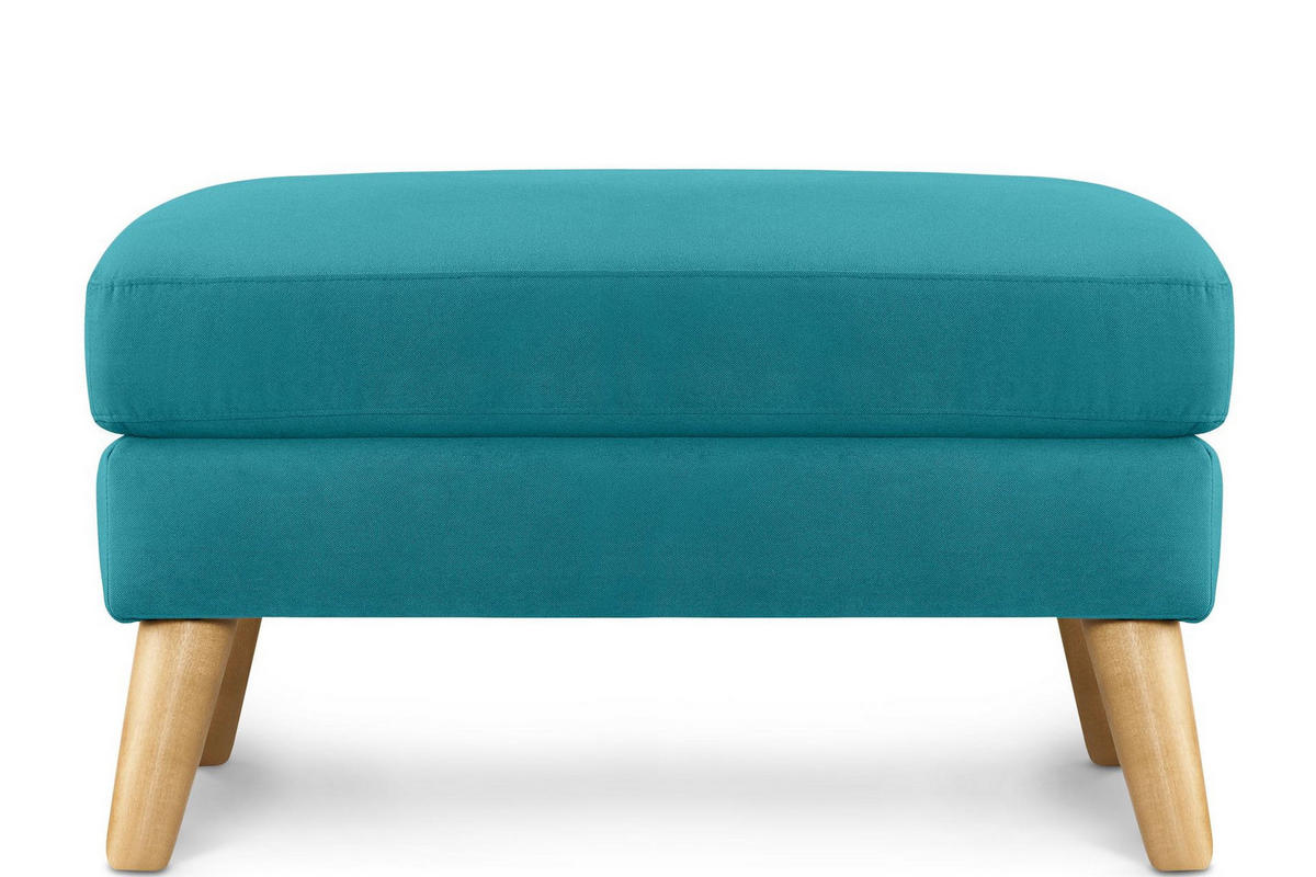 SITZHOCKER TAGIO Pouffe, türkis - Türkis/Braun, Buchenholz/Textil (65/46/80cm) - KONSIMO®