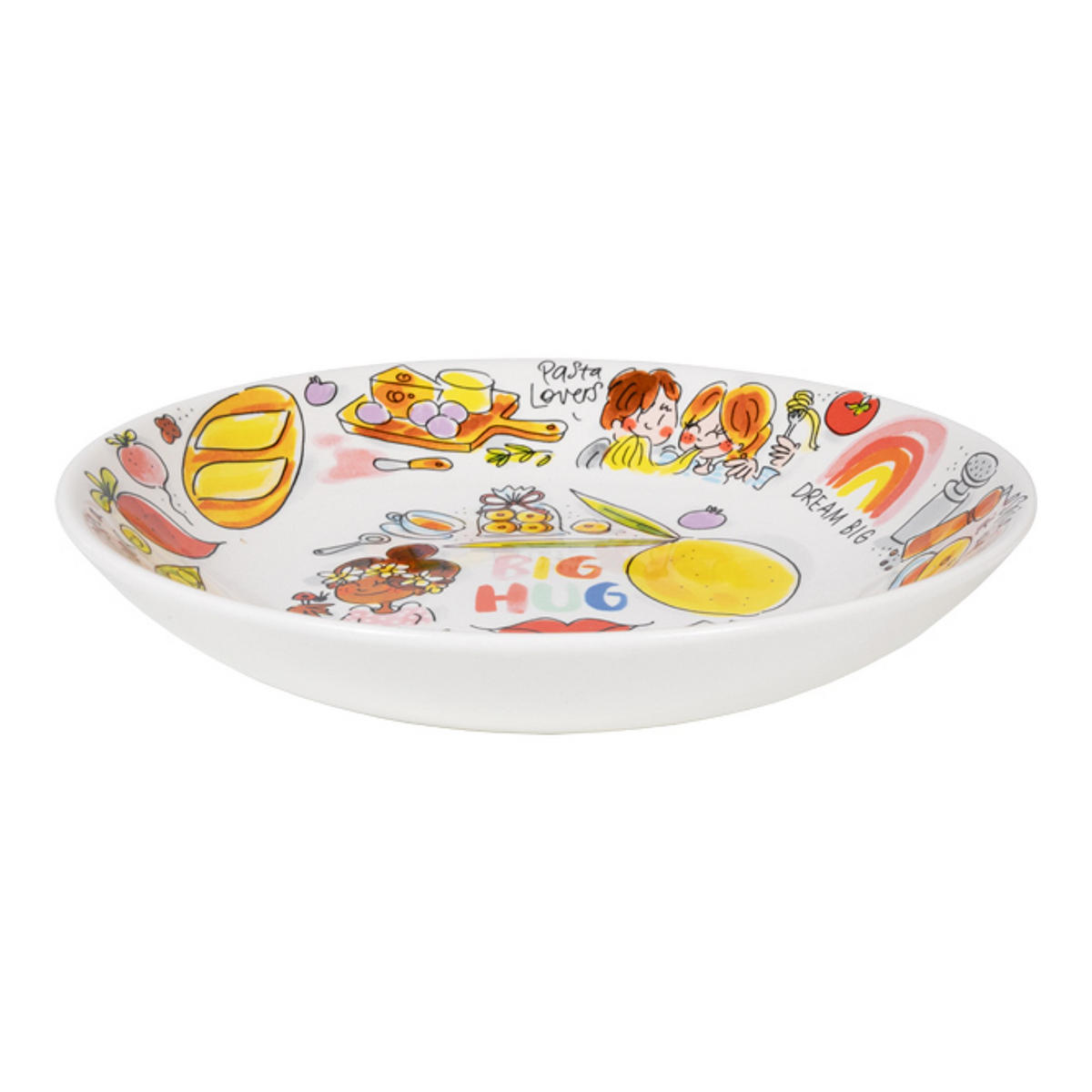 TIEFER TELLER Dicke Umarmung in Bunt - 23cm - Multicolor, Keramik (24/24/4.3cm) - Blond Amsterdam