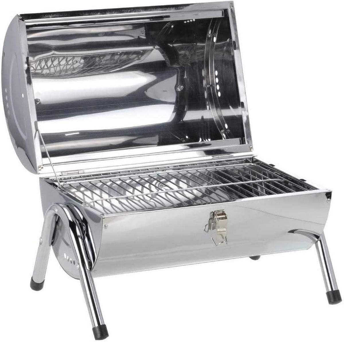 HOLZKOHLEGRILL 502598 Edelstahl 41x27 cm - Silberfarben, Metall (41/30/27cm) - Resch