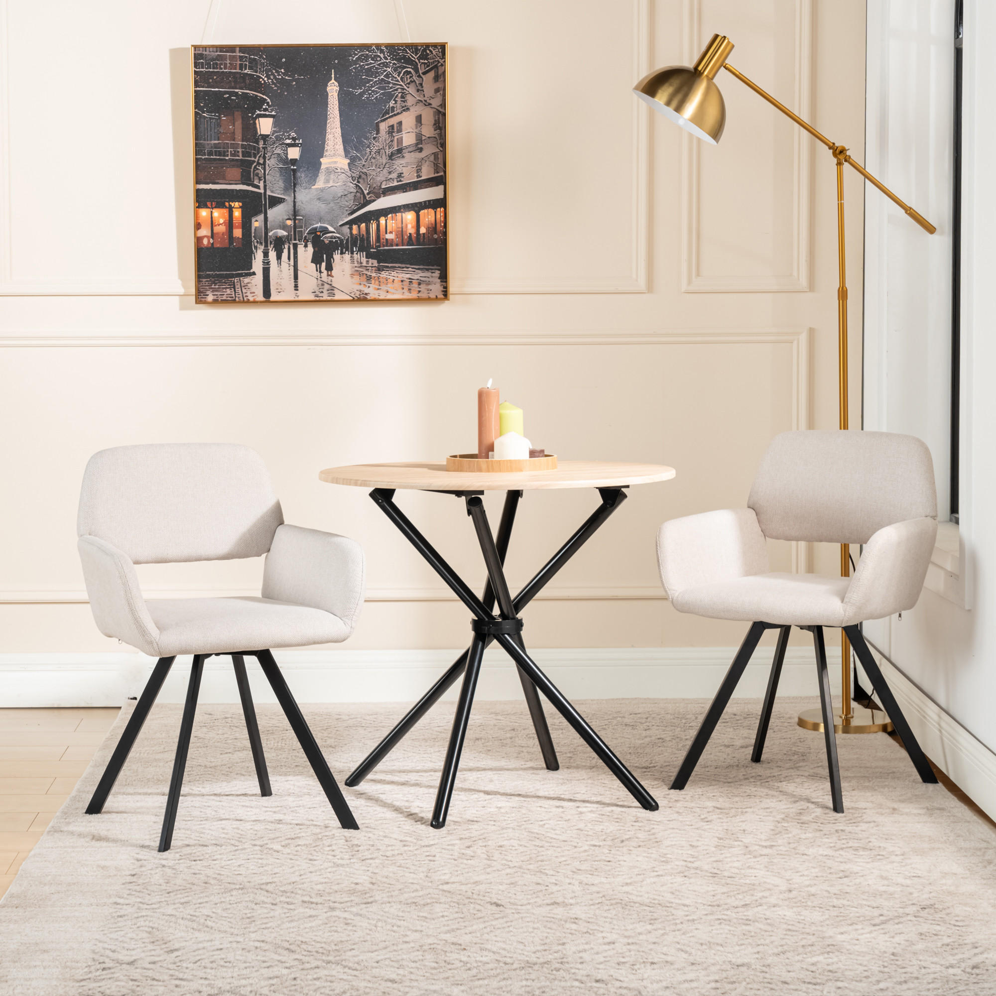 Thumbnail - Urban Meuble Armlehnstuhl-Set, Beige, Textil, Mode, 57x81.5x53 cm, Esszimmer, Stühle, Esszimmerstühle, Armlehnenstühle
