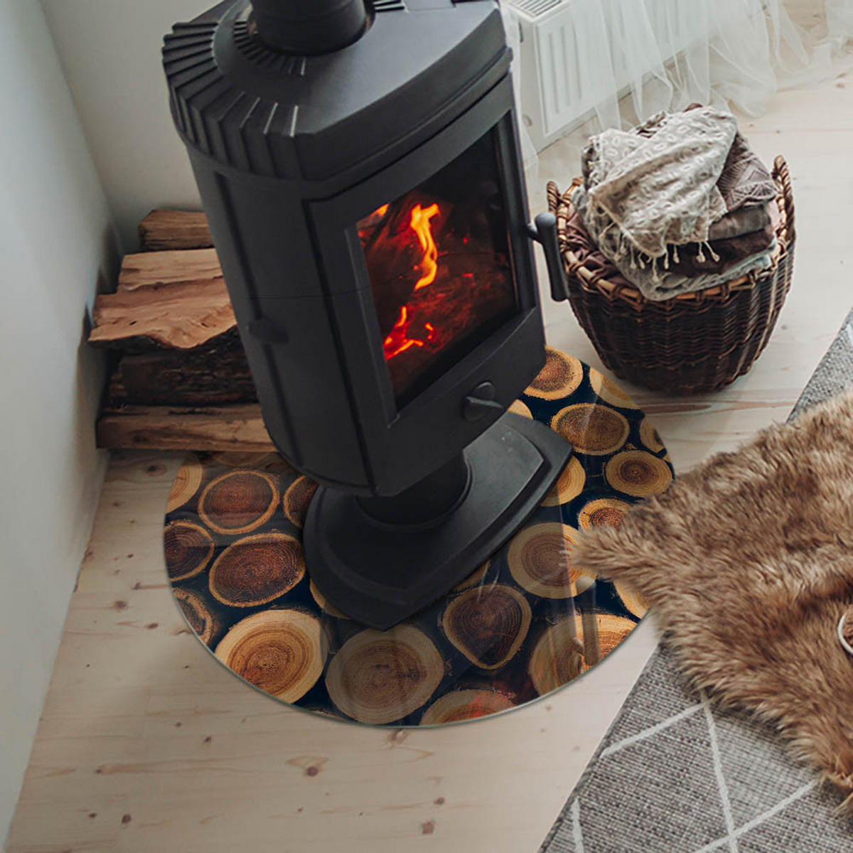 GLASPLATTE für Kamin Ø 60 cm Braun - Braun, Glas (60/60/0.4cm) - ArtPrintCave